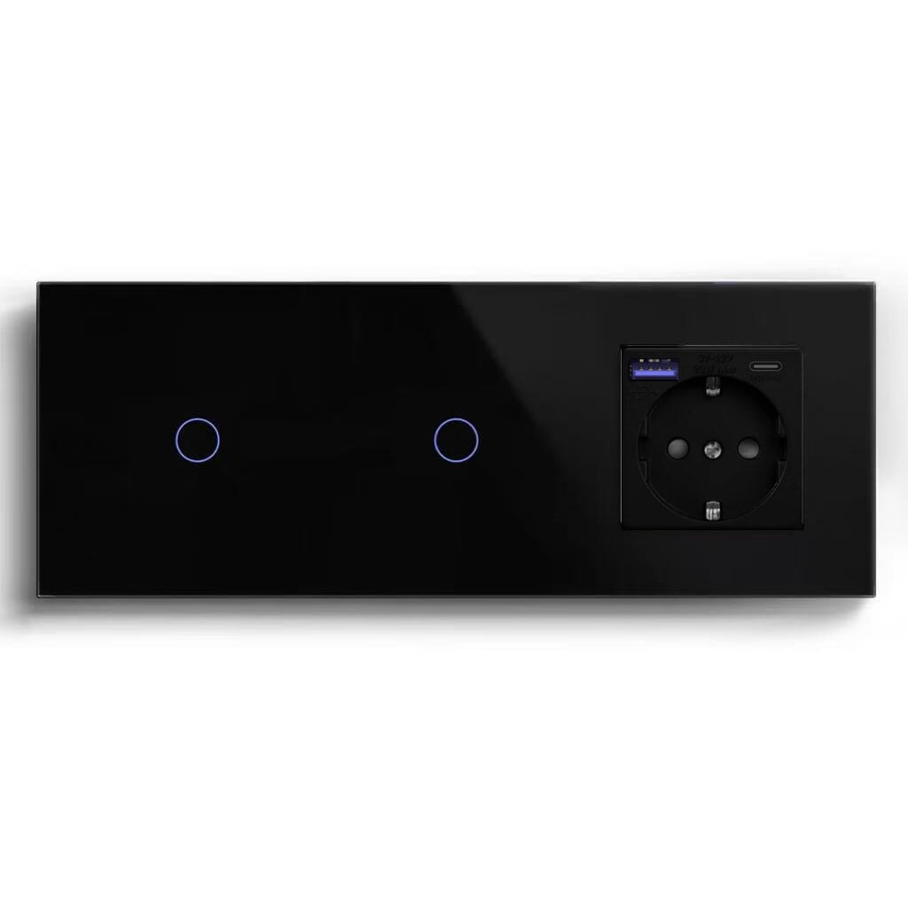 BSEED Product Customization Bseedswitch double 1gang 2way switch with eu socket with fast charge USB-C port 