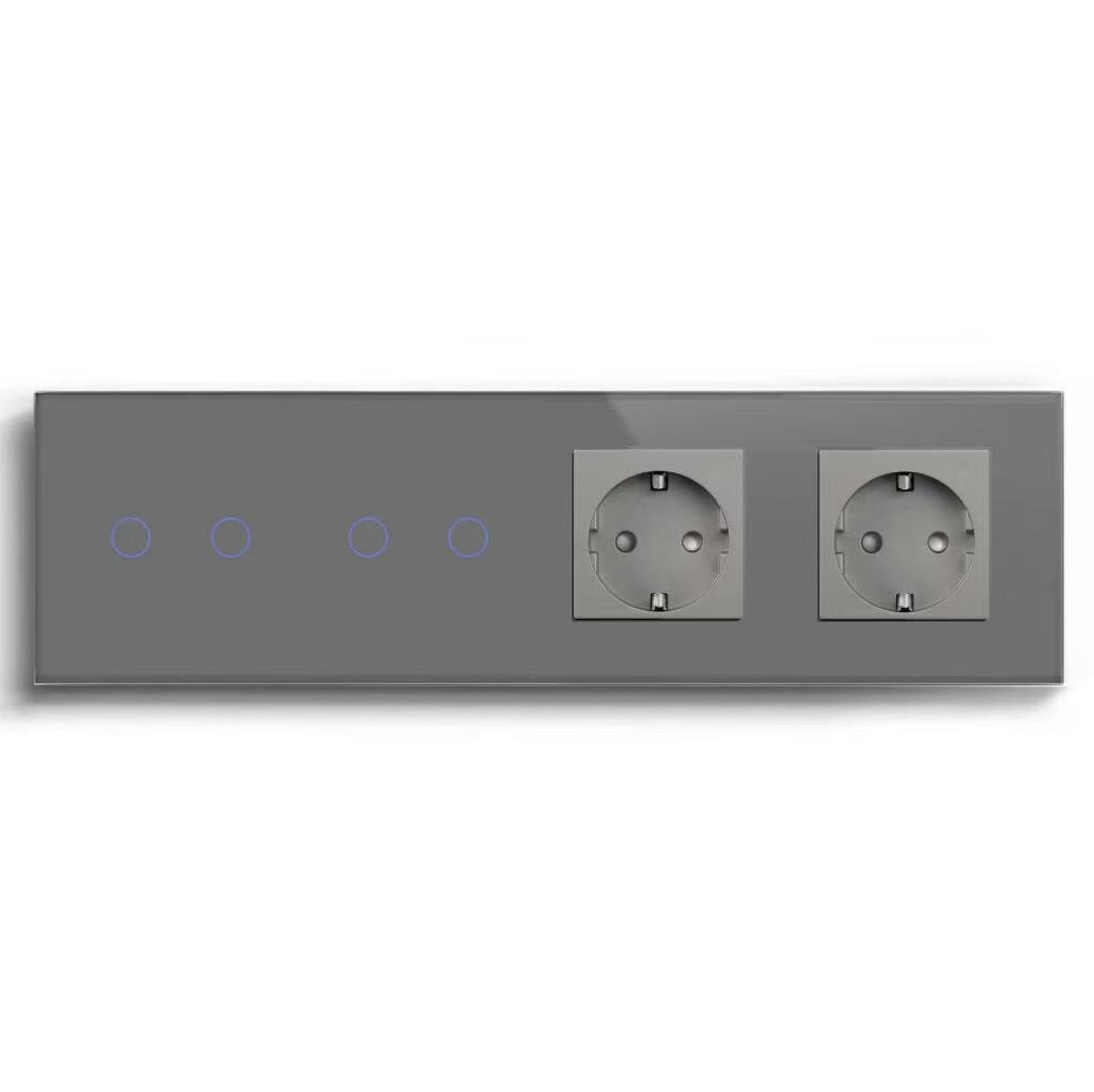 BSEED Product Customization Bseedswitch double 2gang 1way switch with double eu socket 