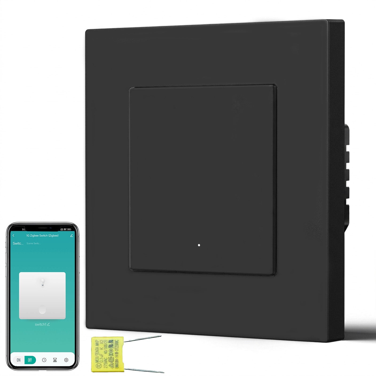 BSEED Echo Smart Zigbee Light Switch (No Neutral) Hub required Switch Light Switches Bseedswitch Black Plastic 1 Gang
