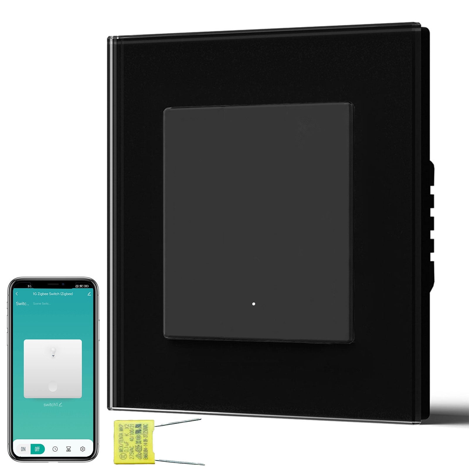 BSEED Echo Smart Zigbee Light Switch (No Neutral) Hub required Switch Light Switches Bseedswitch Black Glass 1 Gang