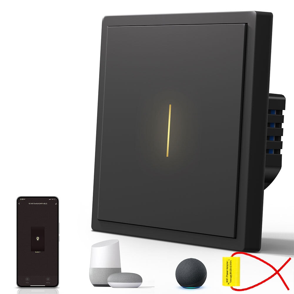BSEED Scale Series Smart Wifi Light Switch Work With Alexa Google Assistant (No Neutral) Light Switches Bseedswitch Black 1 Gang 1 PCS/Pack