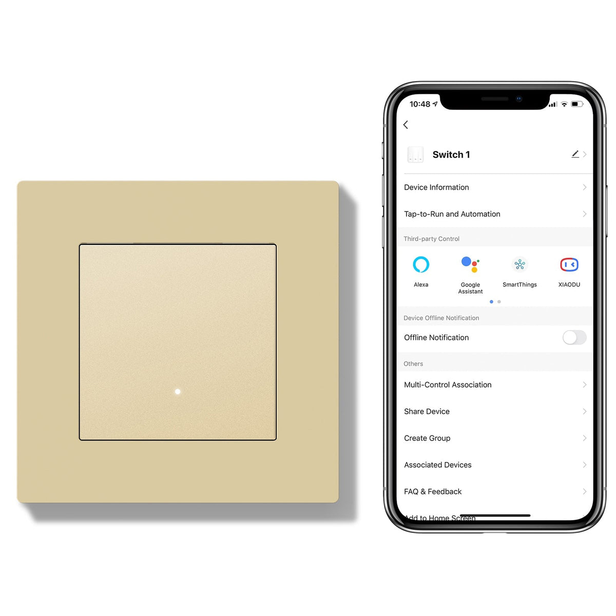 BSEED Smart Wifi Light Switch (With Neutral) Light Switches Bseedswitch Gold 1 Gang Plastic