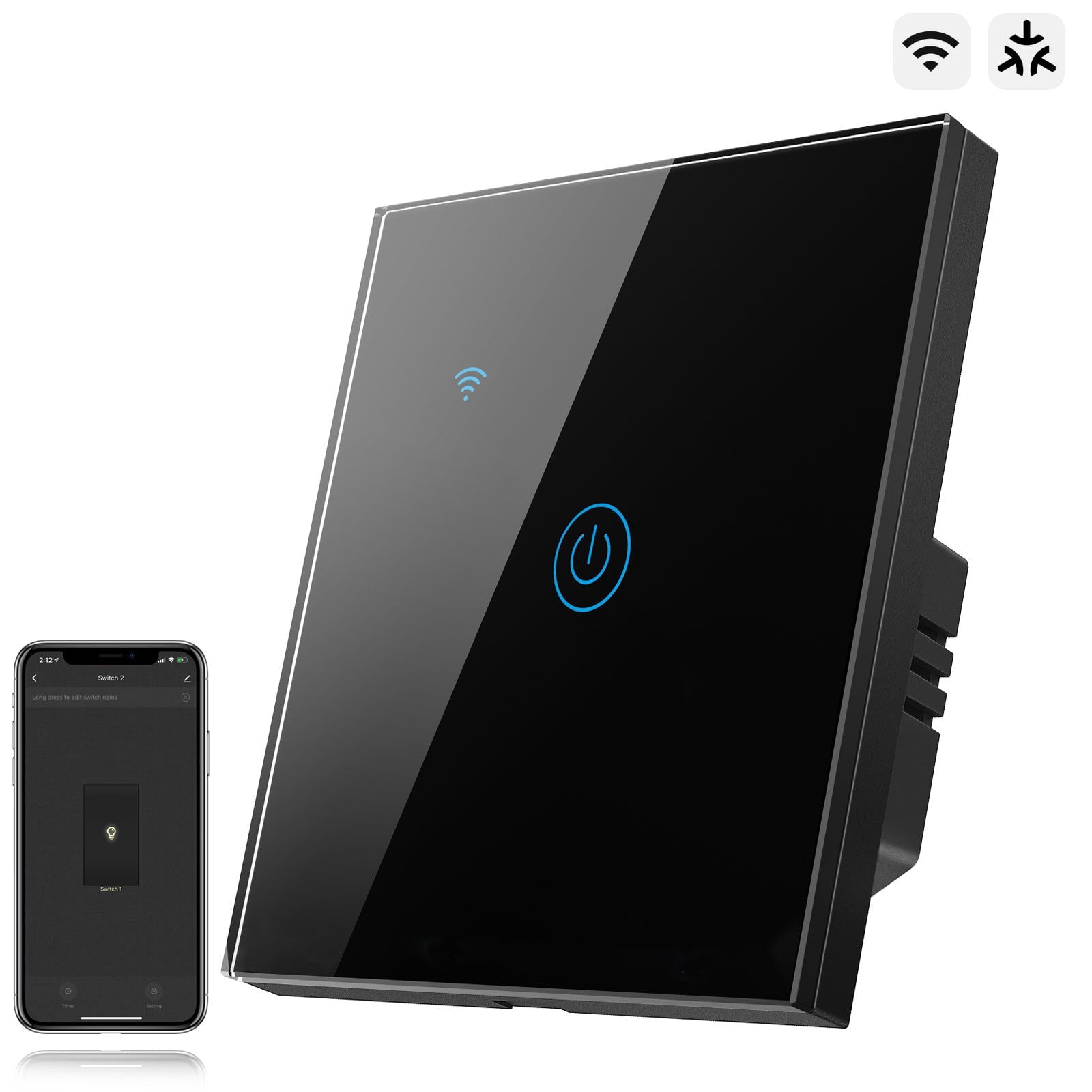 Bseed Smart Matter Wifi Light Switch Electrical Wall Light switches Light Switches Bseedswitch Black 1Pcs/Pack 1 Gang