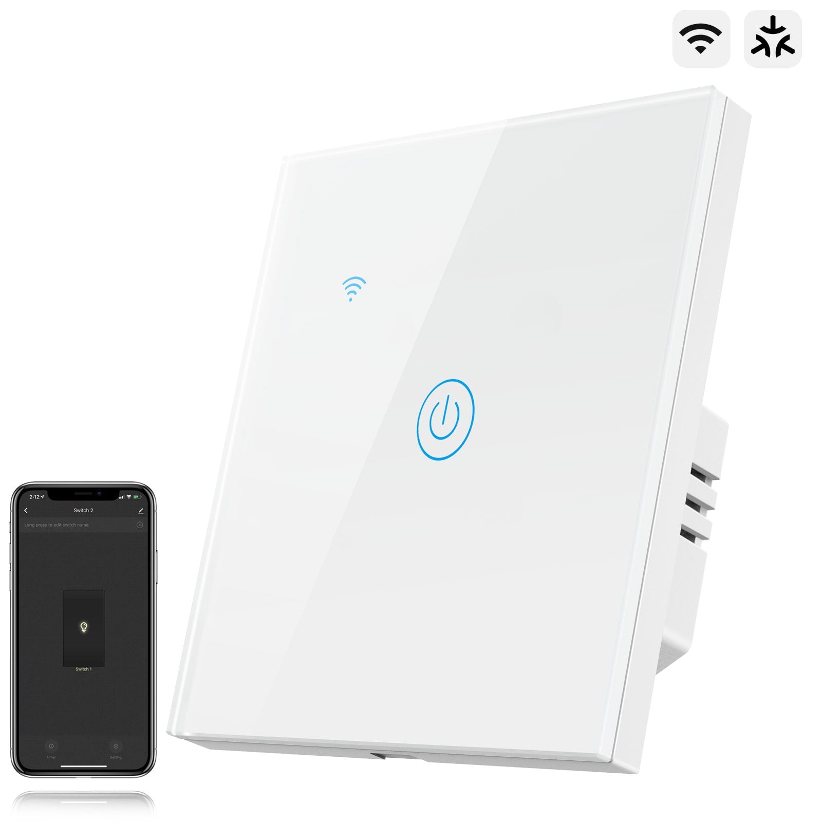 Bseed Smart Matter Wifi Light Switch Electrical Wall Light switches Light Switches Bseedswitch White 1Pcs/Pack 1 Gang