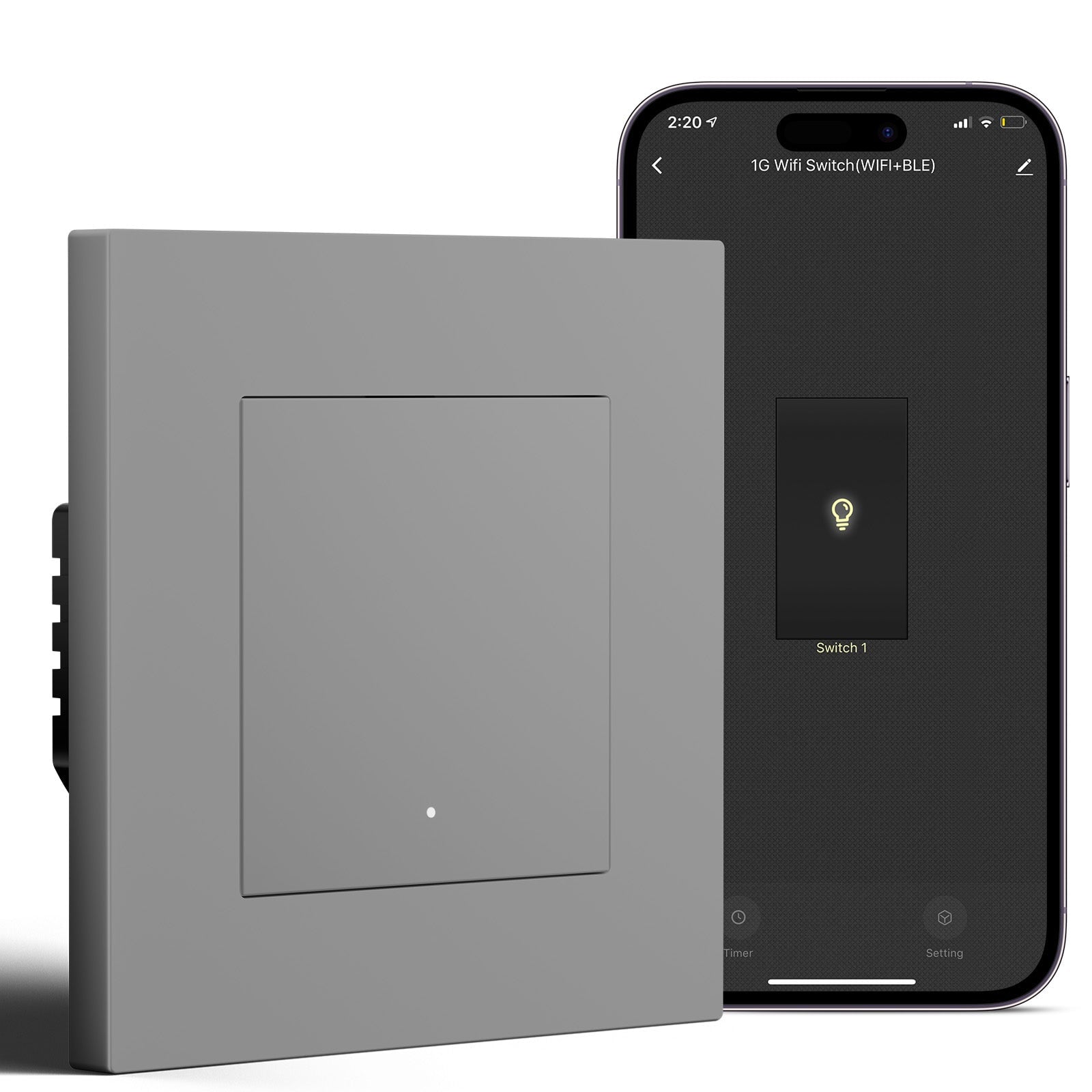 BSEED Smart Wifi Light Switch (With Neutral) Light Switches Bseedswitch Grey 1 Gang Plastic