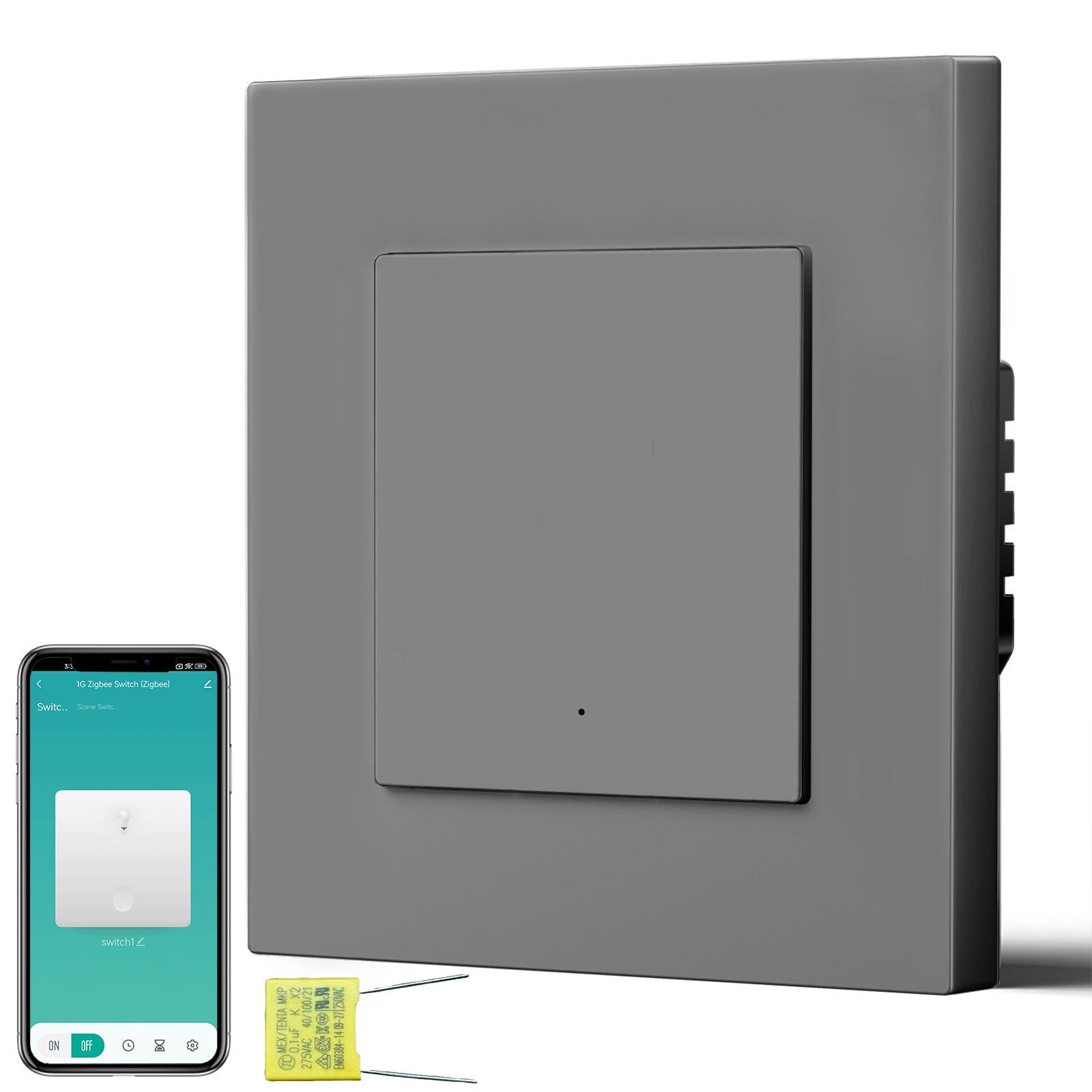 BSEED Echo Smart Zigbee Light Switch (No Neutral) Hub required Switch Light Switches Bseedswitch Grey Plastic 1 Gang