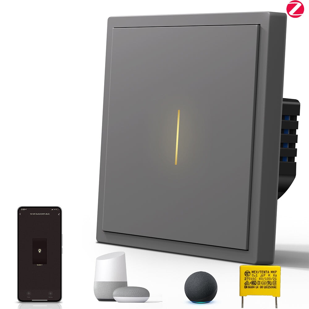 Interruptor Inteligente BSEED Serie Scale Zigbee (Sin Neutro) Interruptores de Luz Bseedswitch Negro 1 Unidad/Paquete 1 Gang