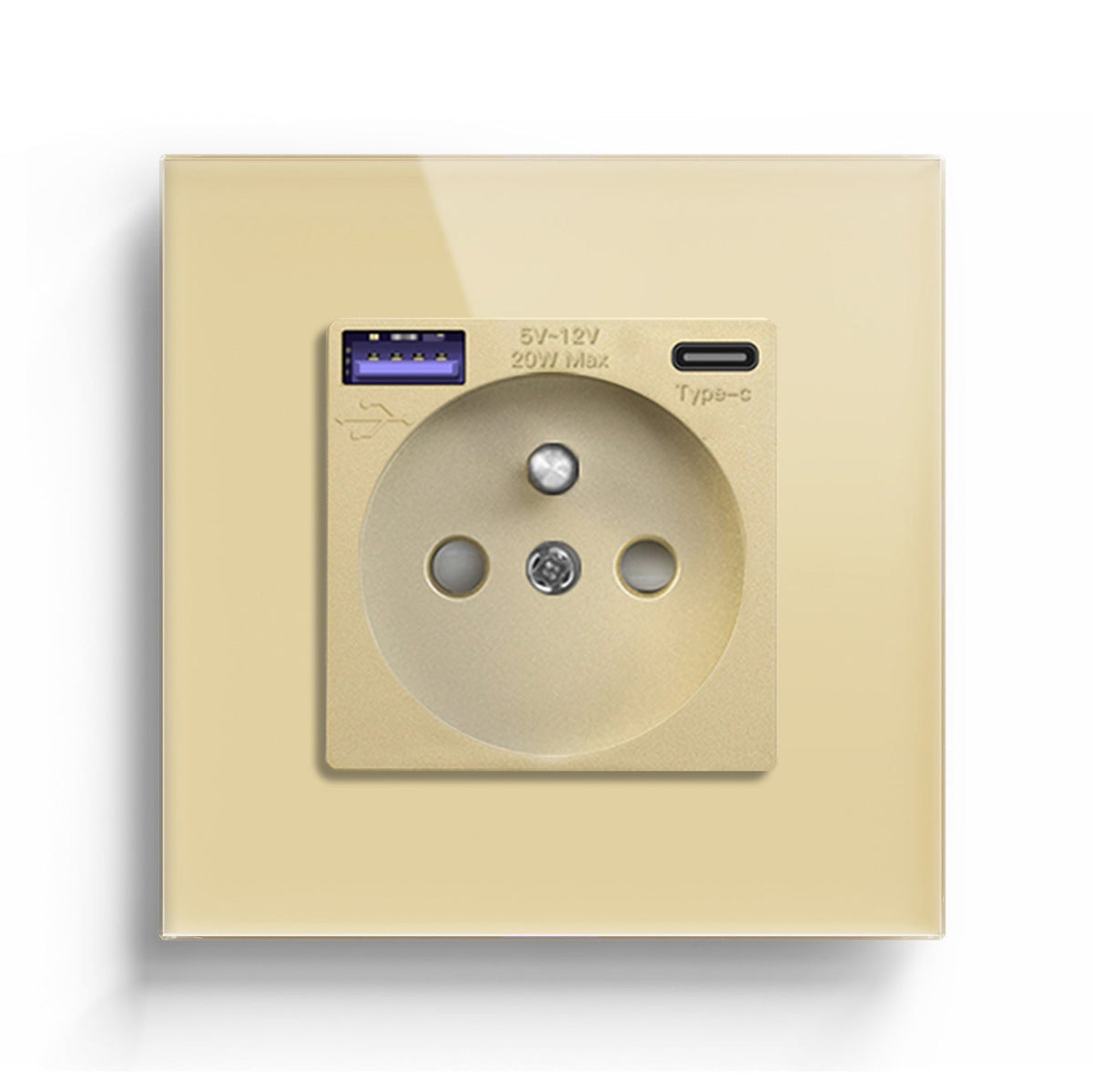 BSEED FR sockets with 20W PD Fast Charge Type-C Interface Outlet Wall Socket Power Outlets & Sockets Bseedswitch Gold Single 