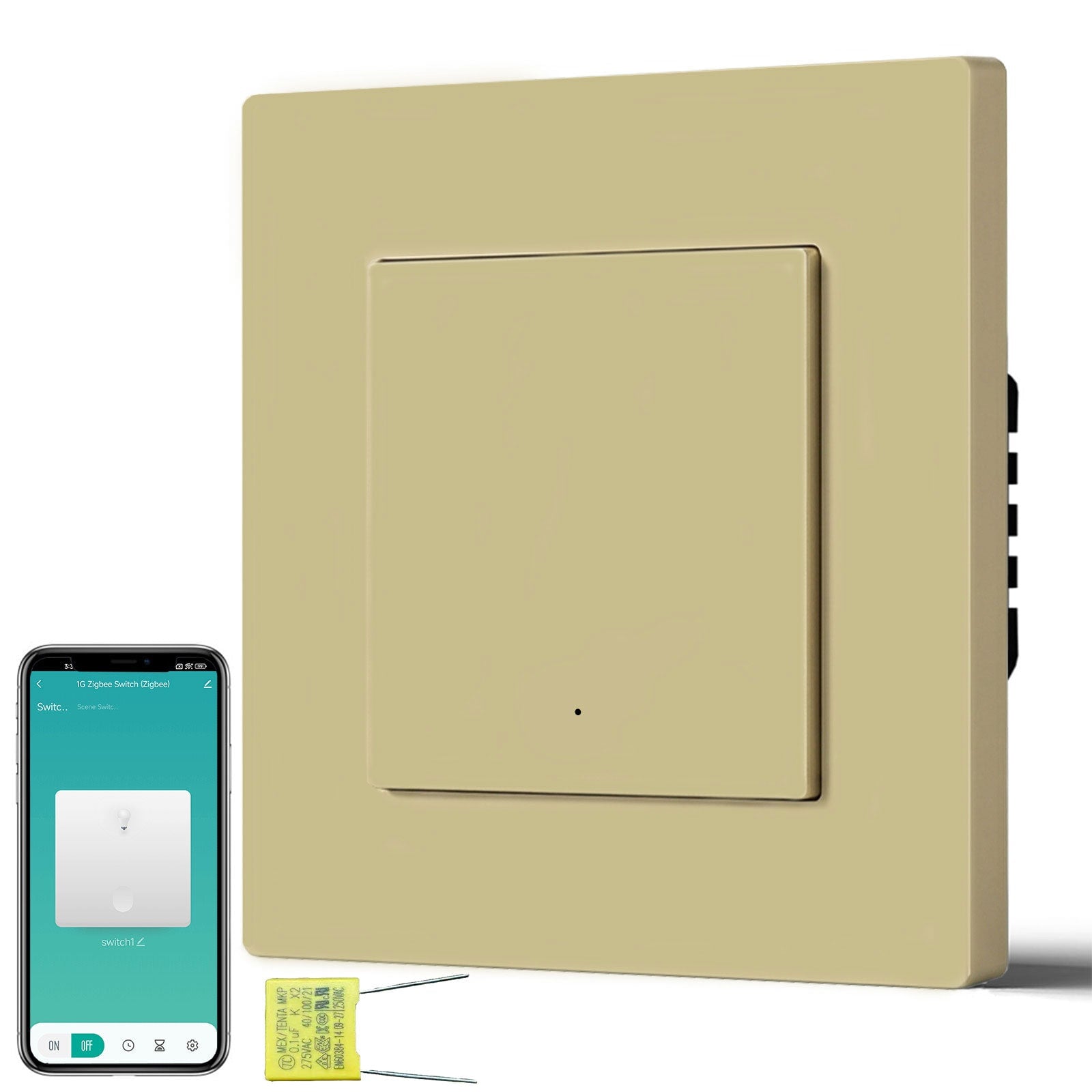 BSEED Echo Smart Zigbee Light Switch (No Neutral) Hub required Switch Light Switches Bseedswitch Gold Plastic 1 Gang