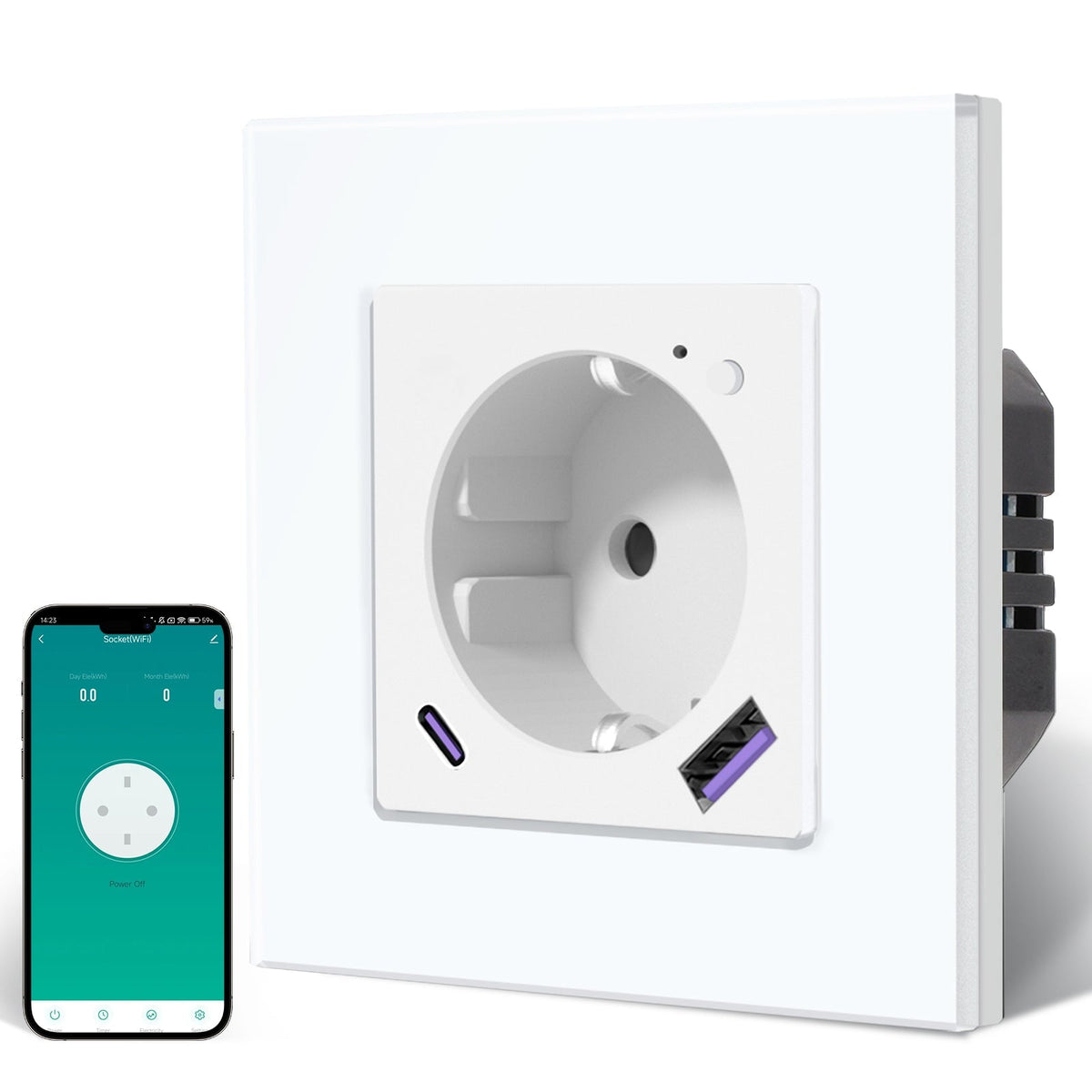 BSEED Echo Wifi Eu Standards Socket with Energy Monitoring Smart wifi Electric Socket Work with Alexa Google Assitant socket Bseedswitch White Single 