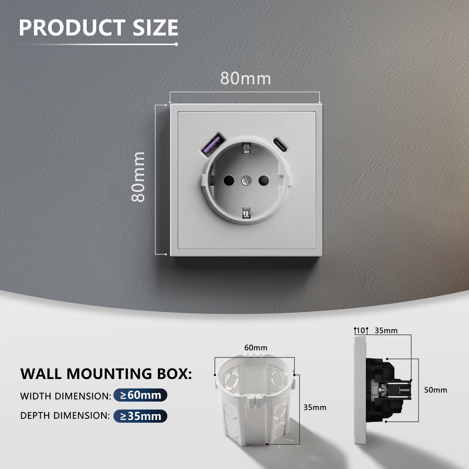 Grand Series 20W Eu Socket With USB-C With Clamping Technique Power Outlets & Sockets Bseedswitch 