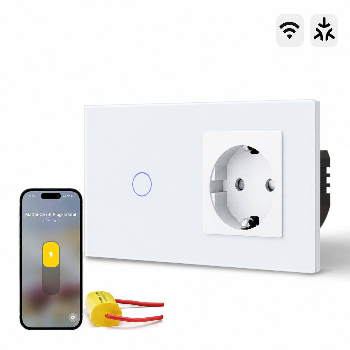 Bseed Smart Matter Wifi Light Switch with Eu Socket Electrical Wall Light switches Socket