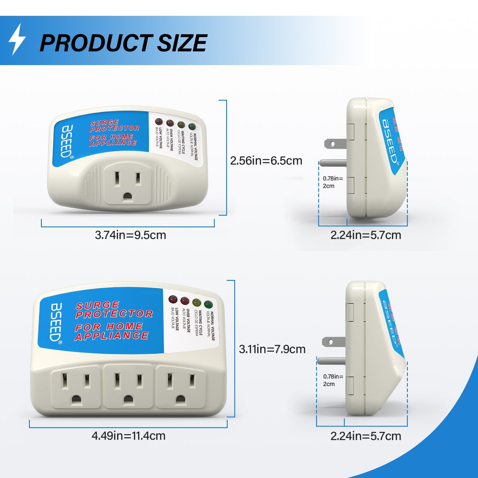 Bseed US 120V Surge Protector Voltage Brownout Plug Home Appliance PC Series Voltage Transformers & Regulators Bseedswitch 