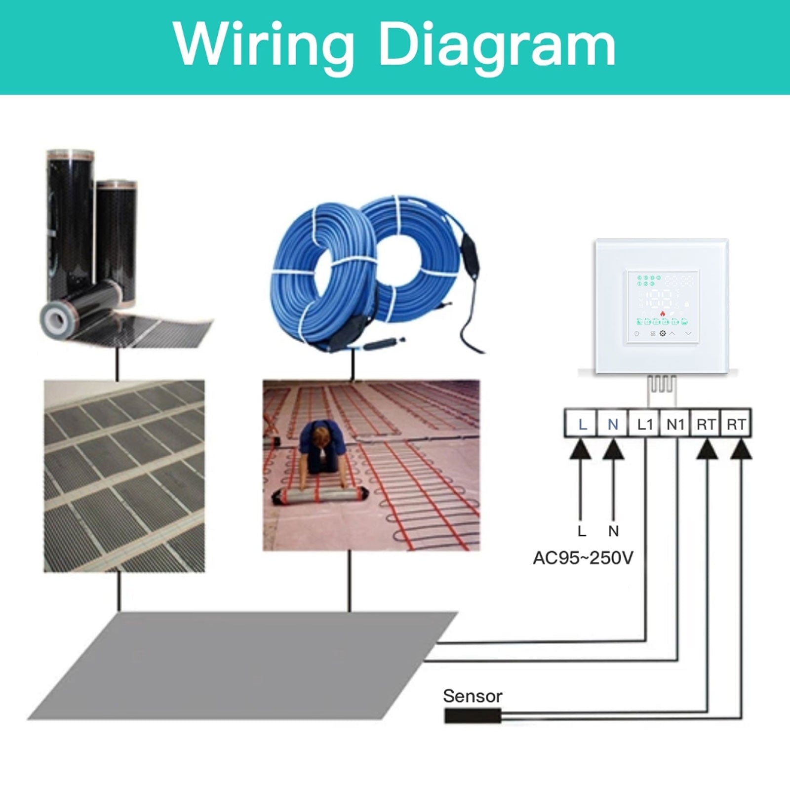 BSEED ZigBee Touch LED Screen Electric Floor Heating ZigBee Water Boiler Room Thermostat Alexa Google App Temperature Controller Backlight Thermostats Bseedswitch 