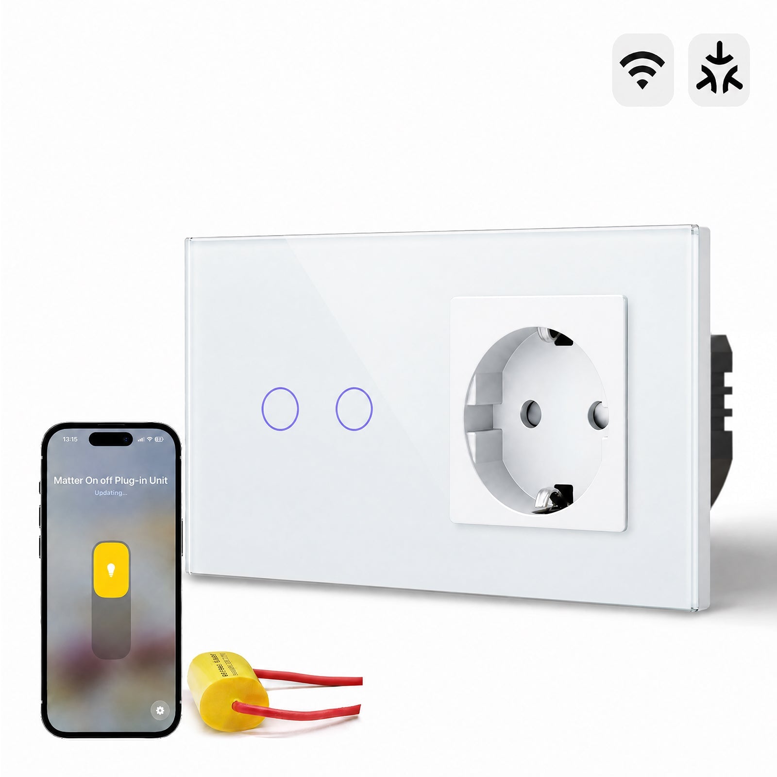 Bseed Smart Matter Wifi Light Switch with Eu Socket Electrical Wall Light switches Socket
