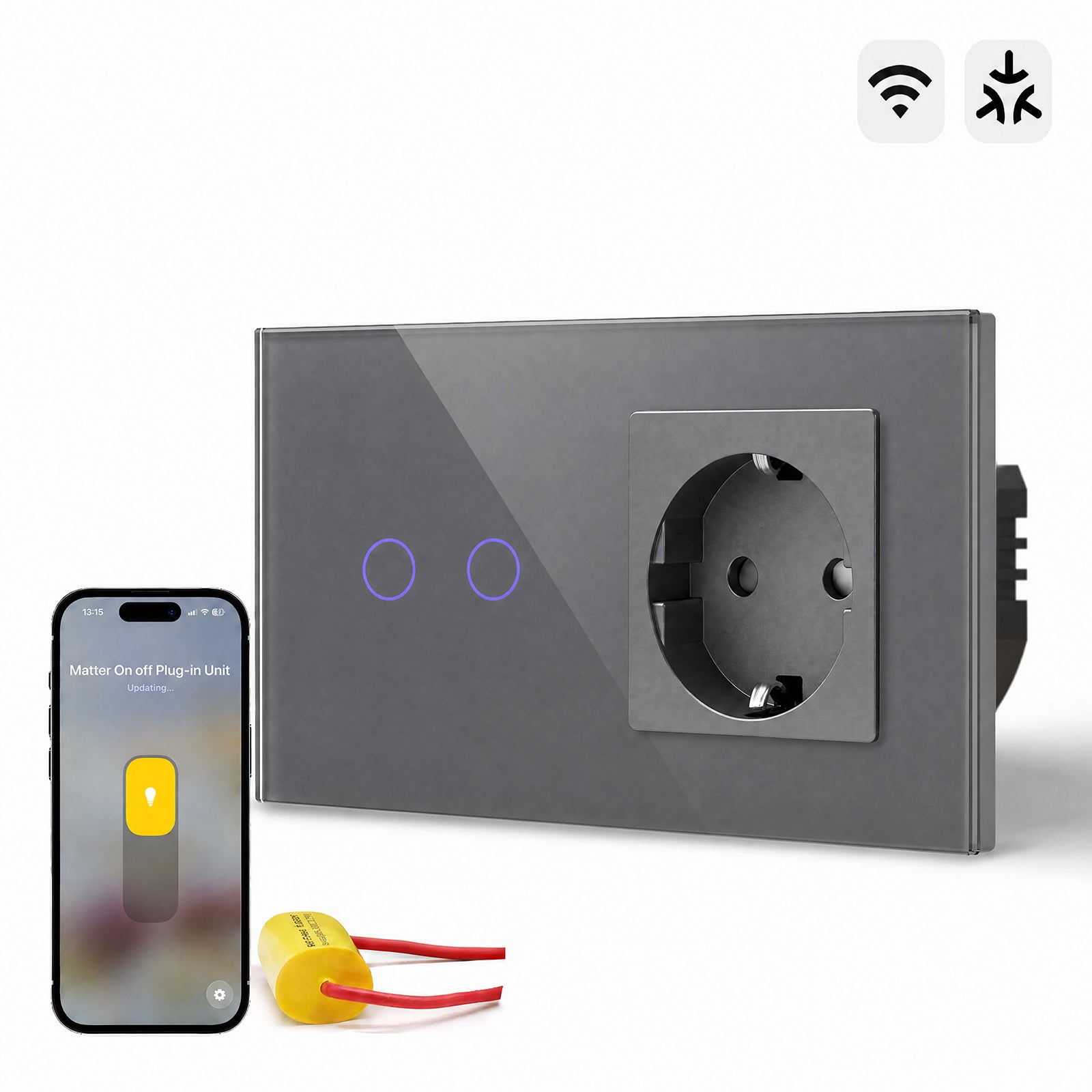 Bseed Smart Matter Wifi Light Switch with Eu Socket Electrical Wall Light switches Socket