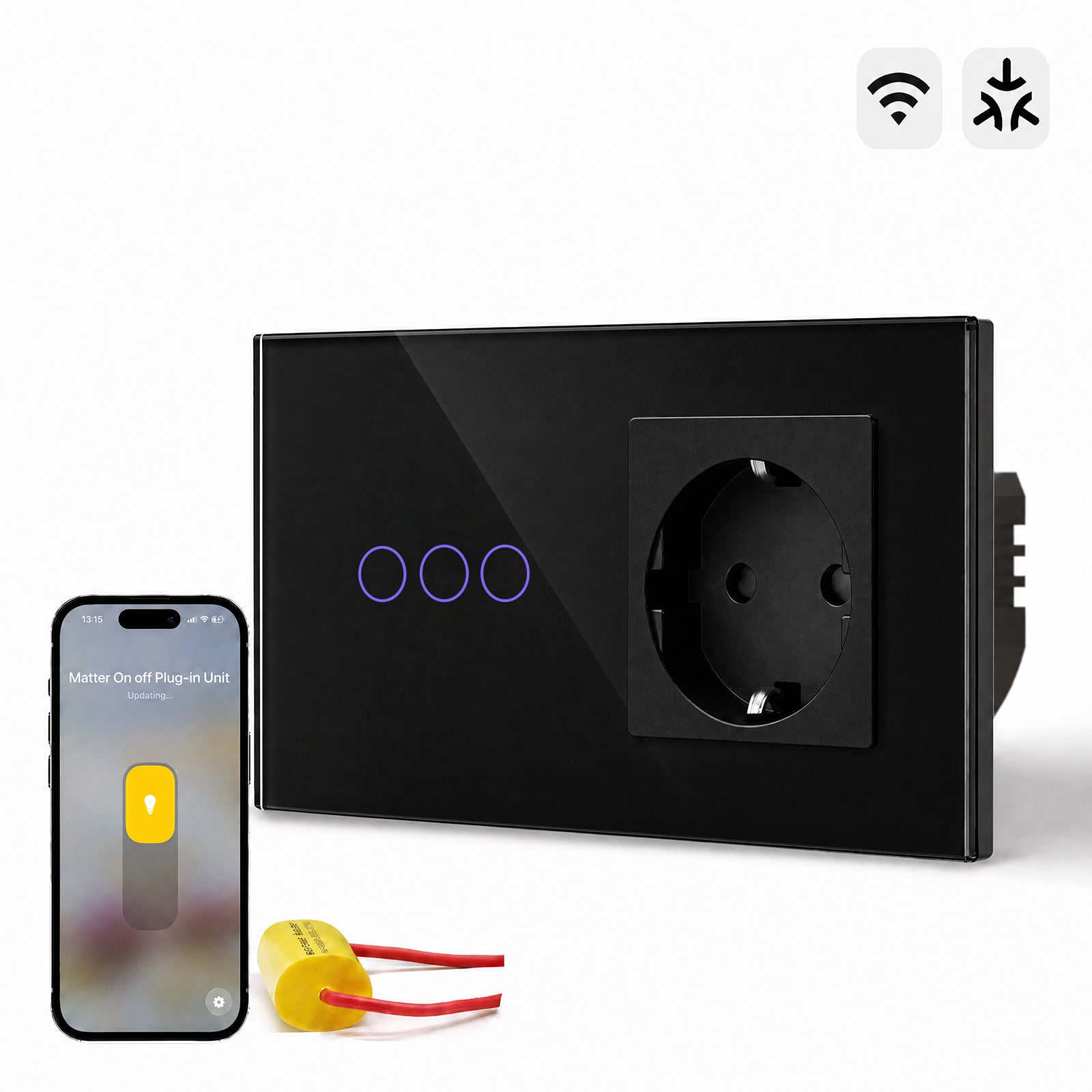 Bseed Smart Matter Wifi Light Switch with Eu Socket Electrical Wall Light switches Socket