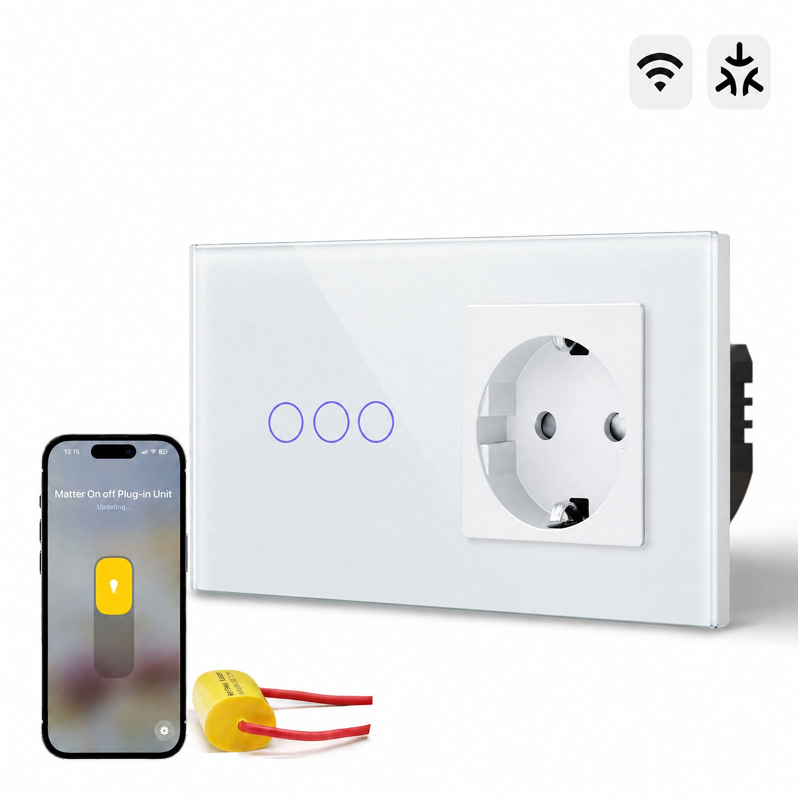 Bseed Smart Matter Wifi Light Switch with Eu Socket Electrical Wall Light switches Socket