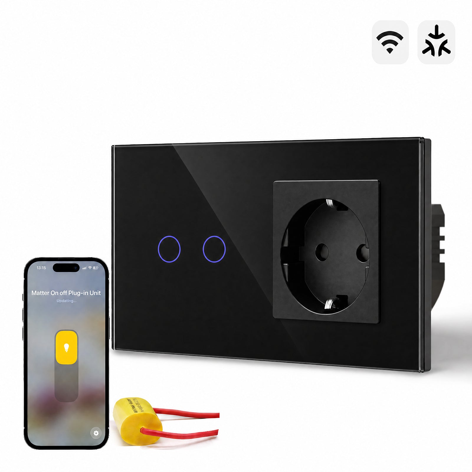 Bseed Smart Matter Wifi Light Switch with Eu Socket Electrical Wall Light switches Socket