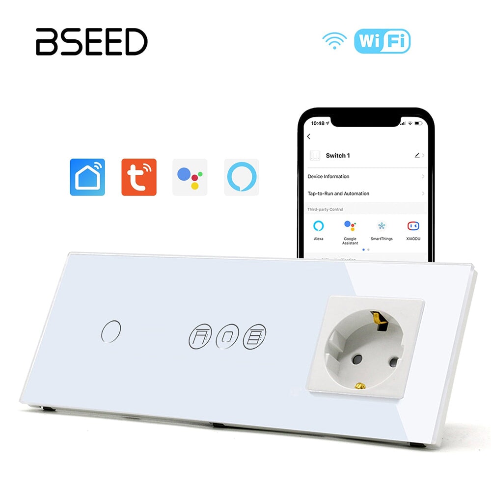 WiFi light switch with roller switch with normal eu socket Light Switches Bseedswitch 
