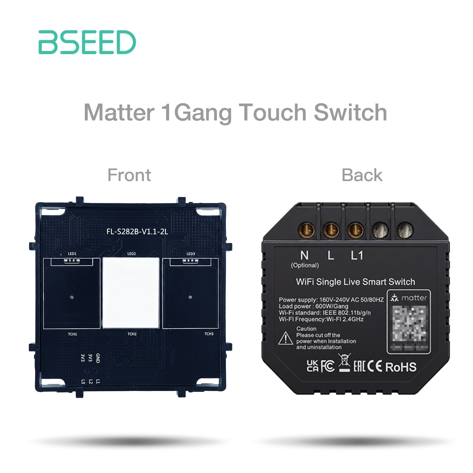 Bseed Live Line Only ZigBee Wifi Light Switch 1/2/3 Way Function Key DIY Parts Light Switches Bseedswitch 1 Gang Matter 