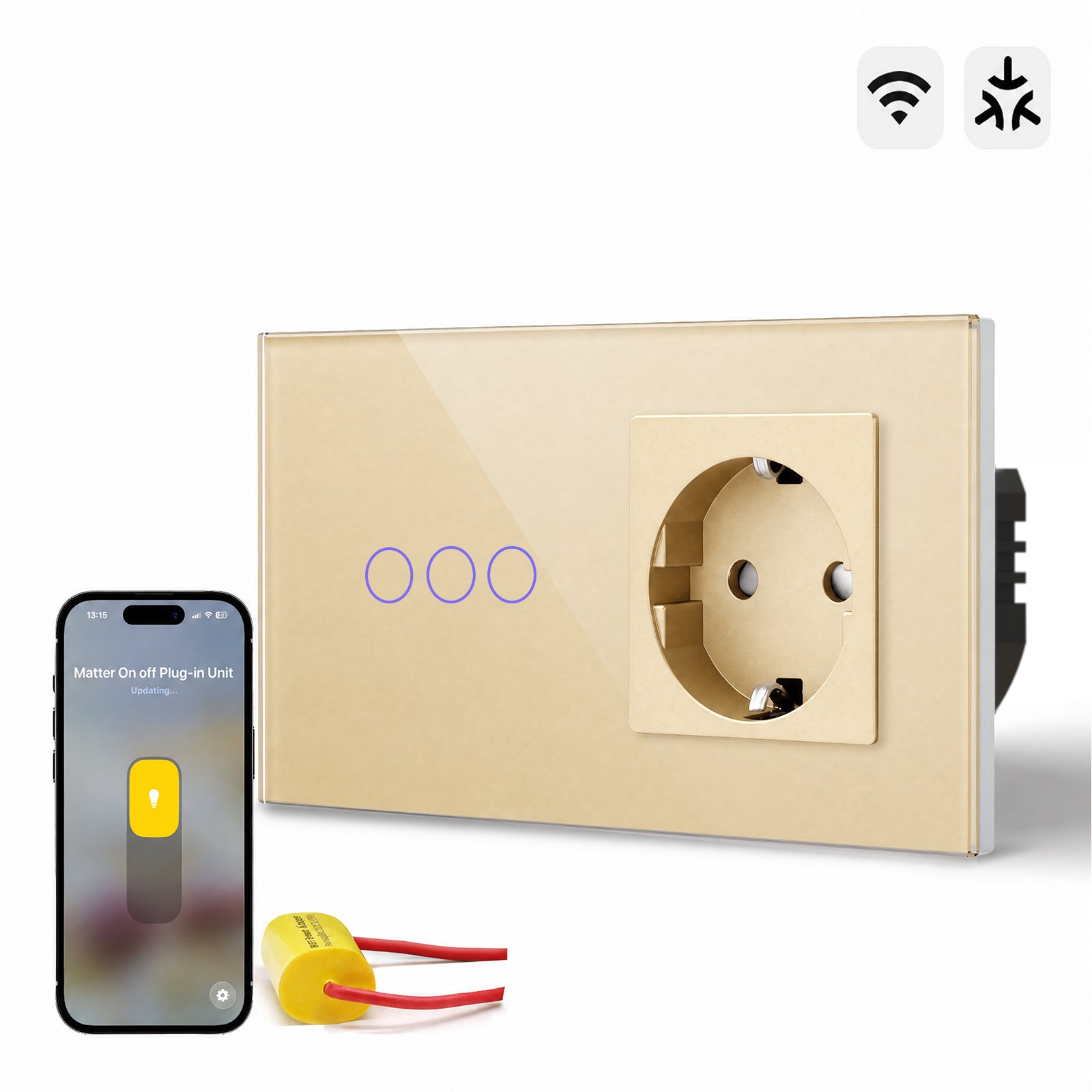 Bseed Smart Matter Wifi Light Switch with Eu Socket Electrical Wall Light switches Socket