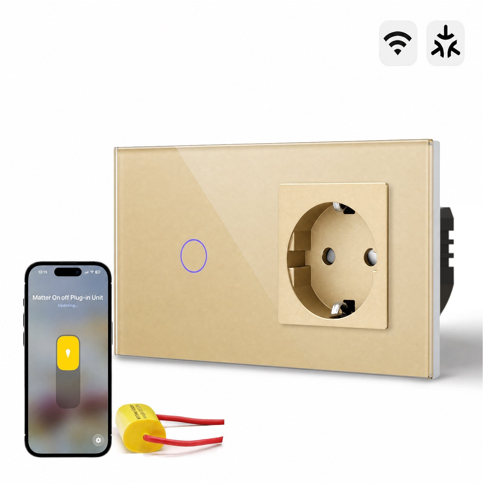 Bseed Smart Matter Wifi Light Switch with Eu Socket Electrical Wall Light switches Socket