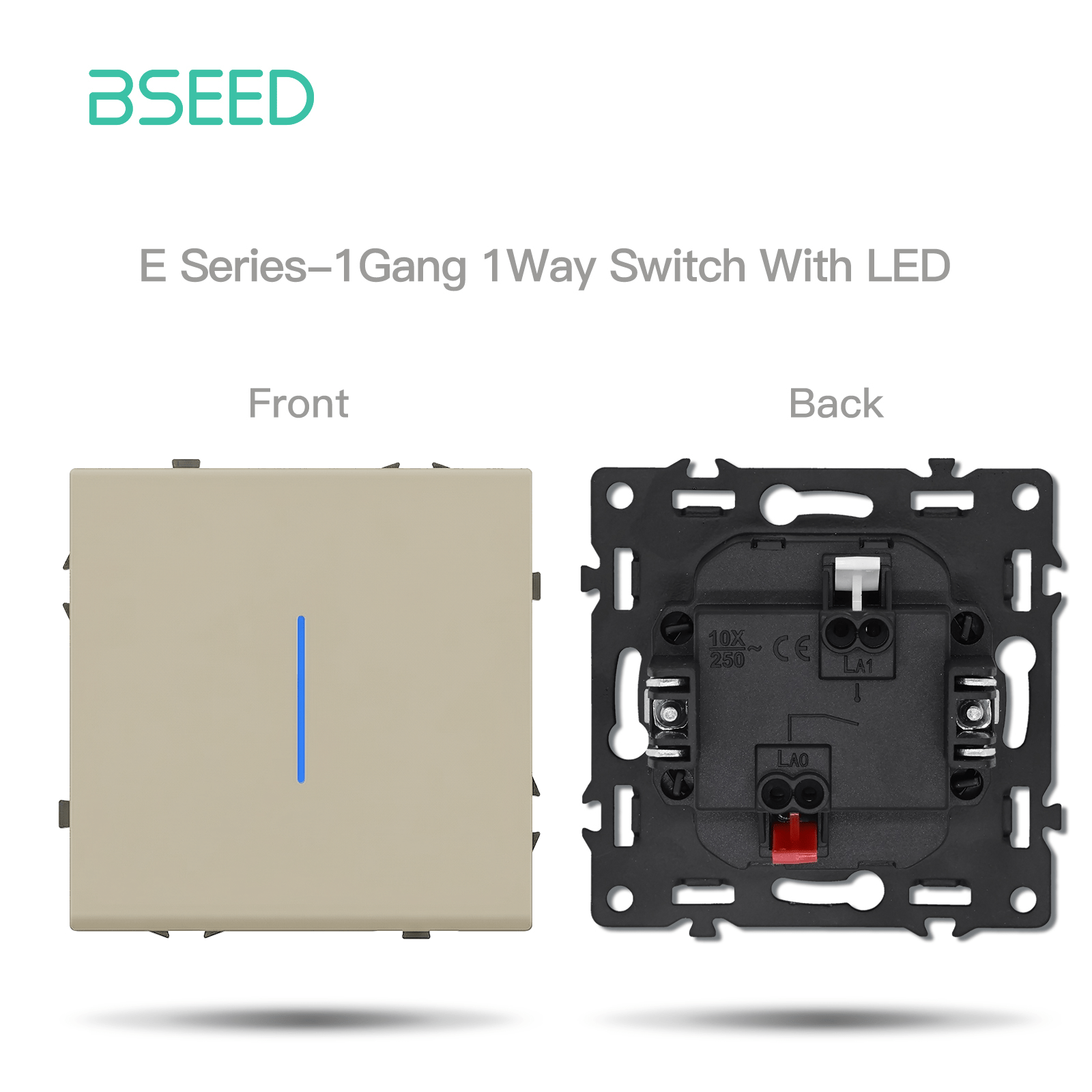 Grand Series DIY Part Customized free combinations Plastic Panels Cashmere color Power Outlets & Sockets Bseedswitch 1 Gang 1Way Switch With Neon 