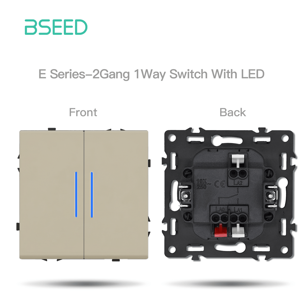 Grand Series DIY Part Customized free combinations Plastic Panels Cashmere color Power Outlets & Sockets Bseedswitch 2 Gang 1Way Switch With Neon 