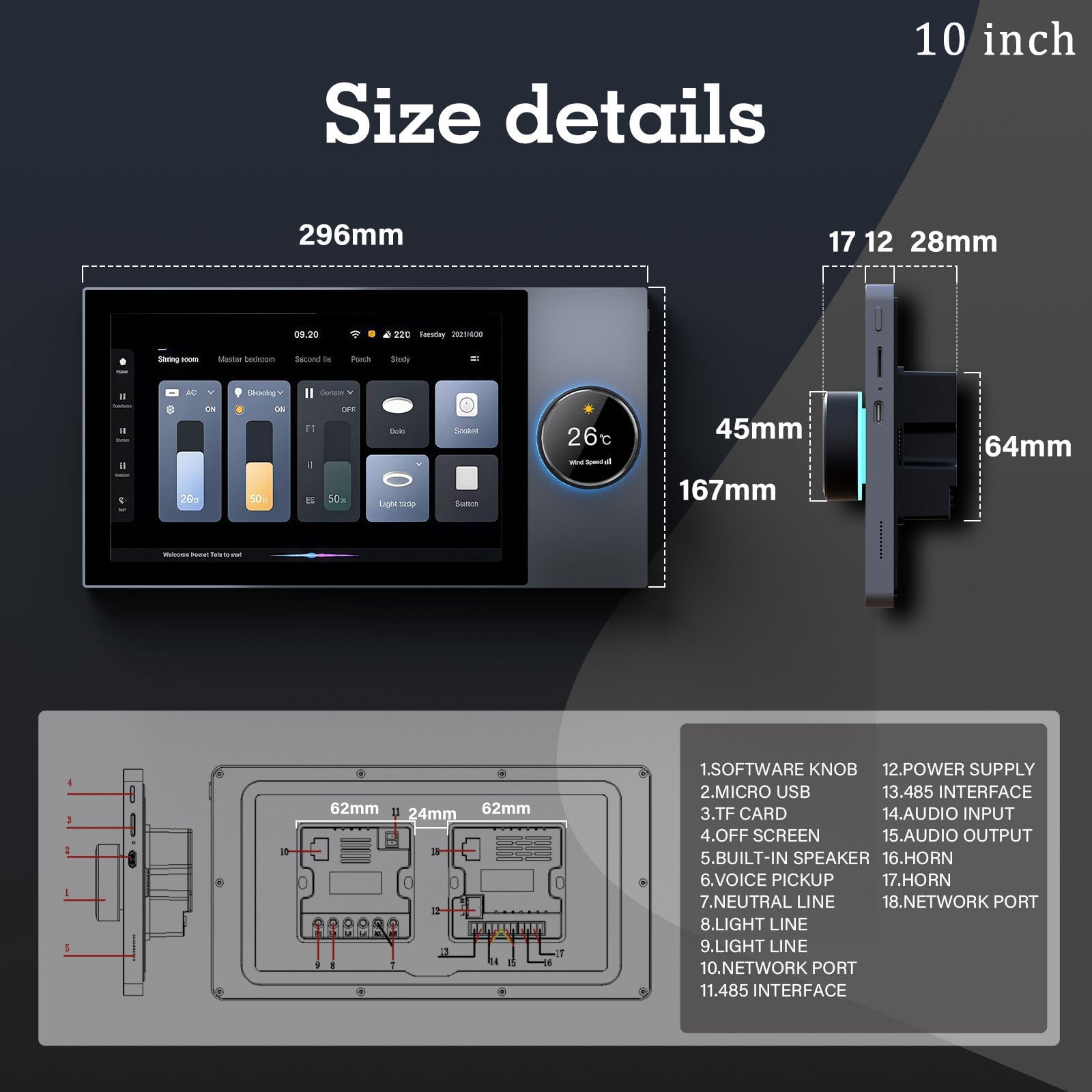 BSEED 6 / 8/ 10 Inch Smart Panel Electrical For Home Multi-functional Control Panel With Knob central control panel Bseedswitch 