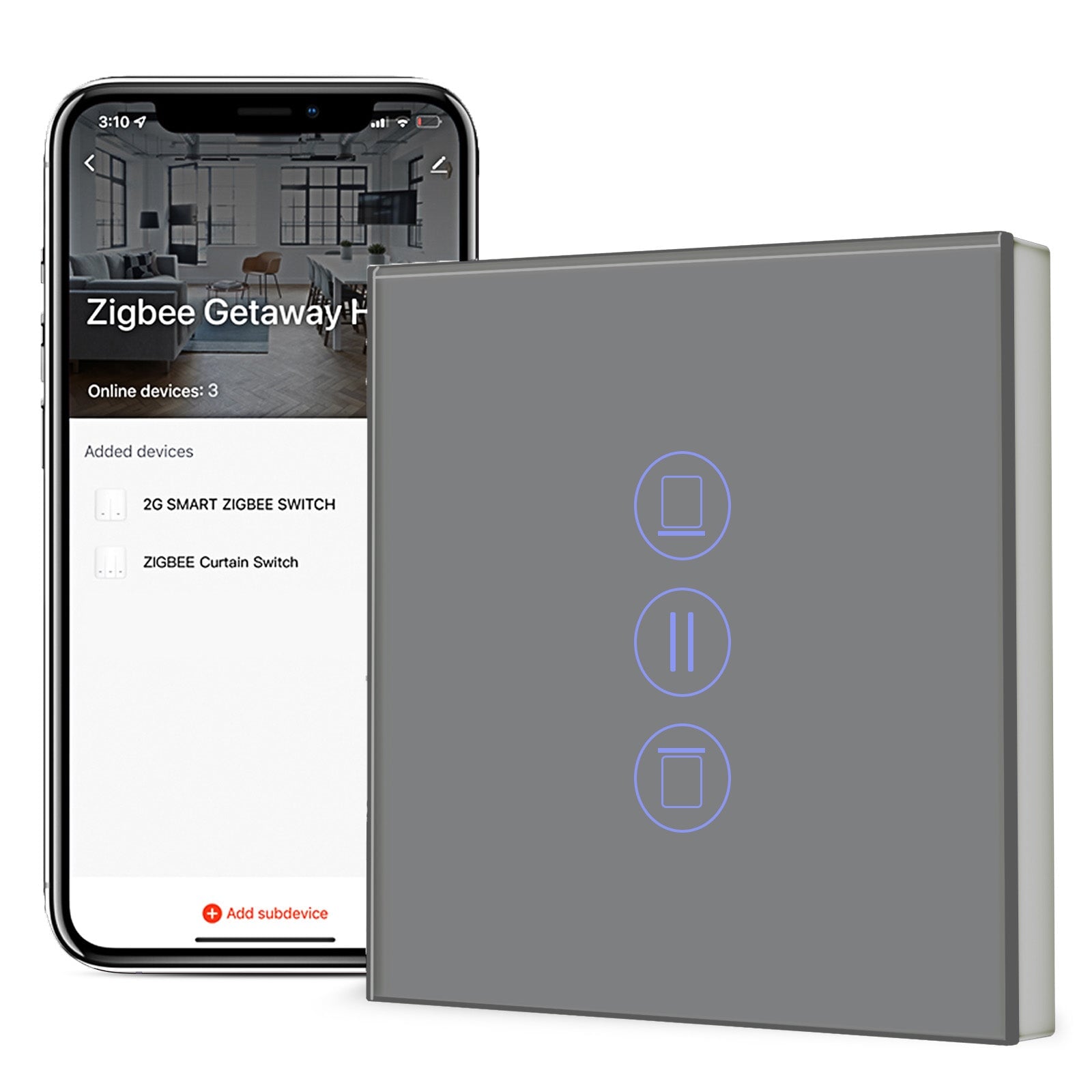 BSEED Zigbee Blind Switch Smart Wall Touch Switch Smart Roller Shutter Switch blind switch Bseedswitch Grey 