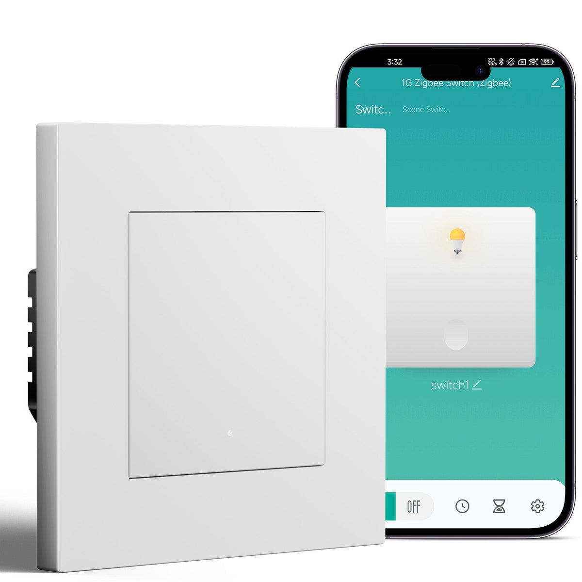 BSEED Smart Zigbee Light Switch (With Neutral) Hub required Switch work with tuya Alexa Light Switches Bseedswitch White 1 Gang Plastic