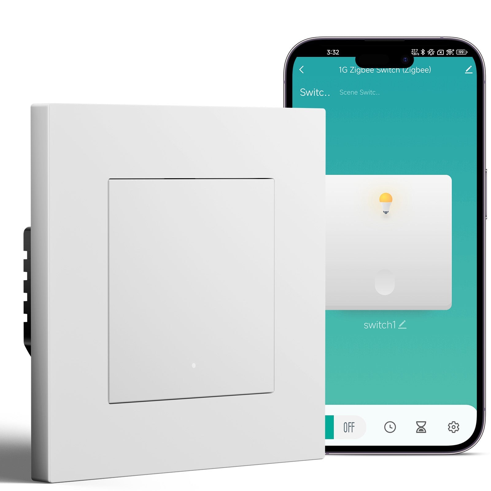BSEED Smart Zigbee Light Switch (With Neutral) Hub required Switch work with tuya Alexa Light Switches Bseedswitch White 1 Gang Plastic