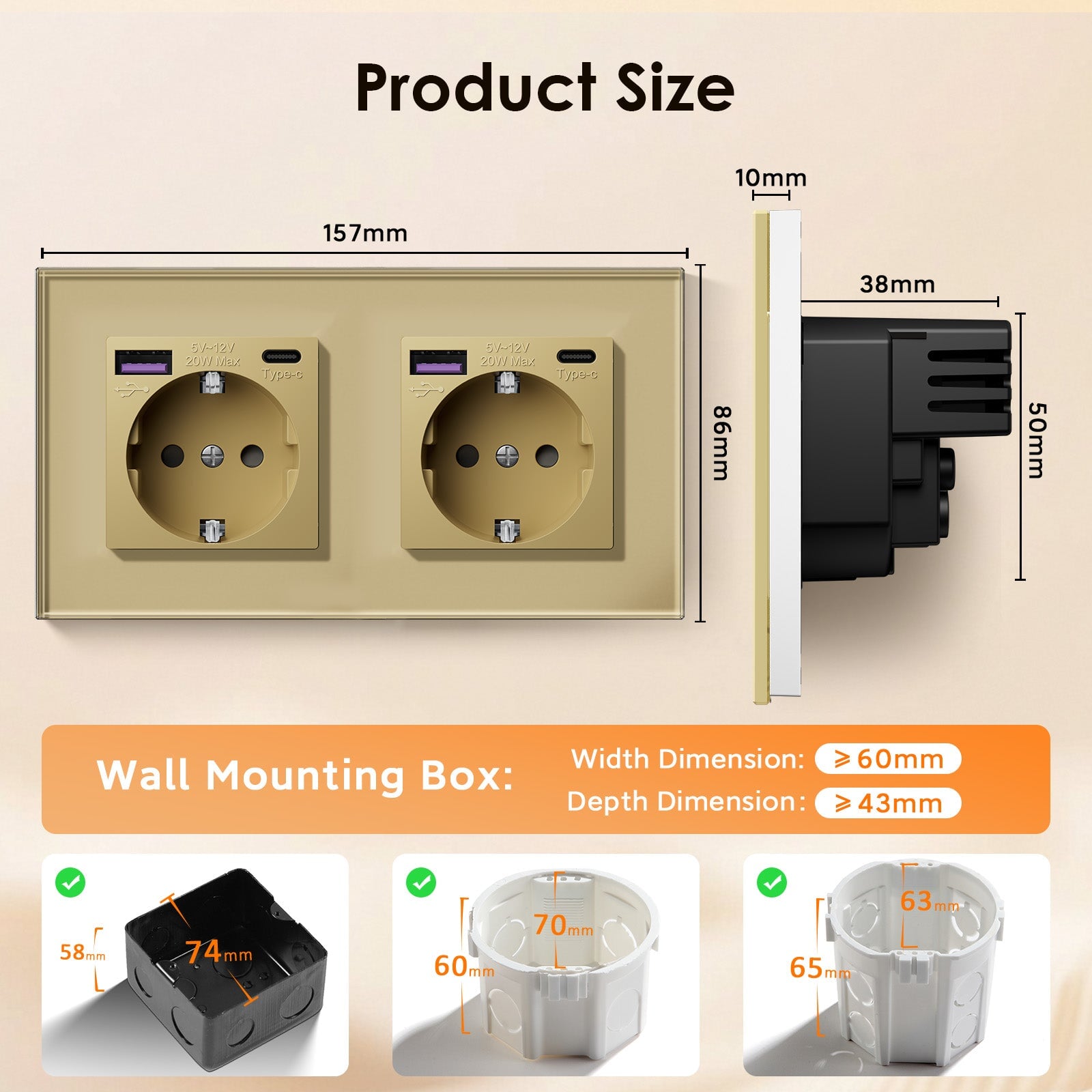 BSEED EU sockets with 20W PD Fast Charge Type-C Interface Outlet Wall Socket Power Outlets & Sockets Bseedswitch 