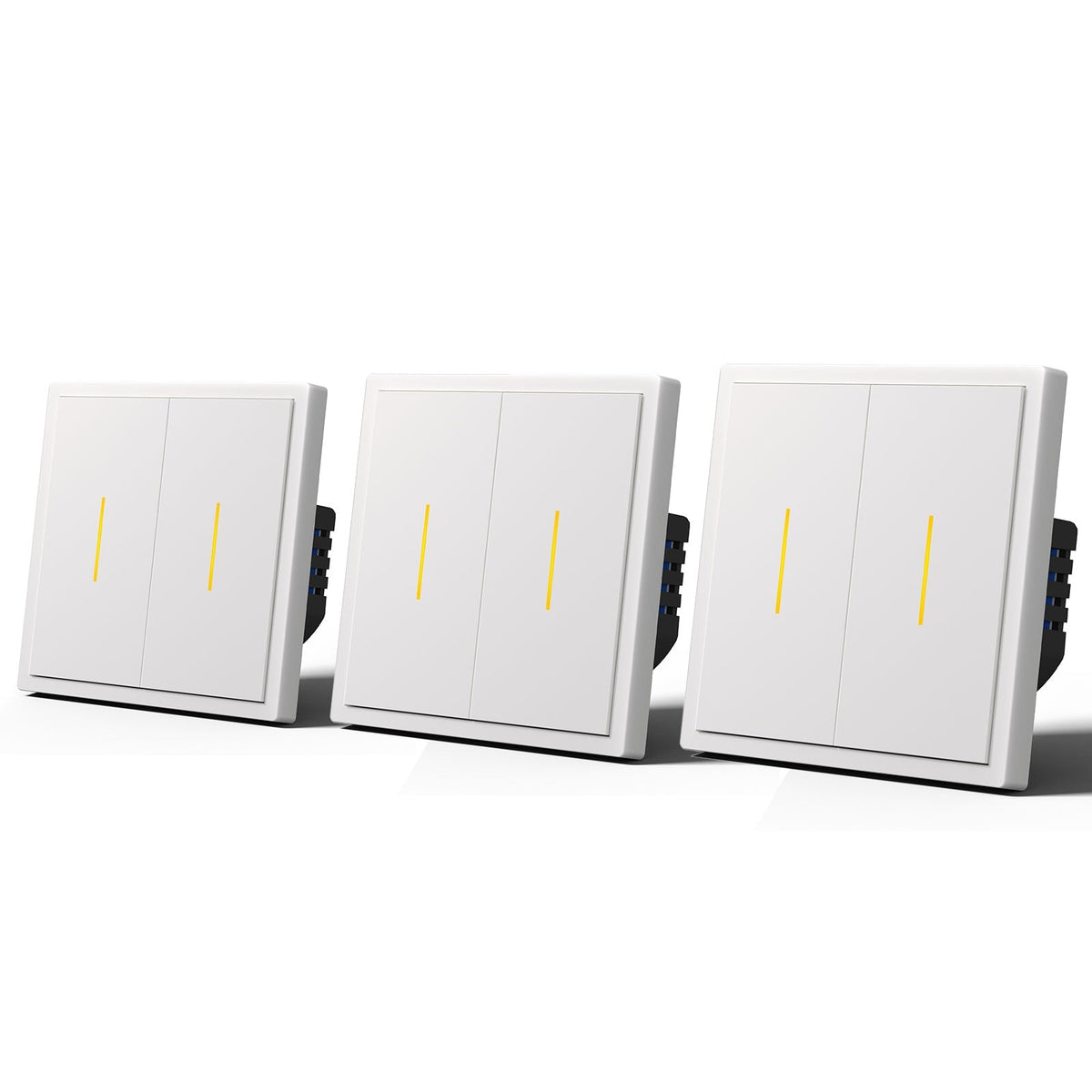 BSEED Scale Series Smart Wifi Light Switch Work With Alexa Google Assistant (No Neutral) Light Switches Bseedswitch White 2 Gang 3 PCS/Pack