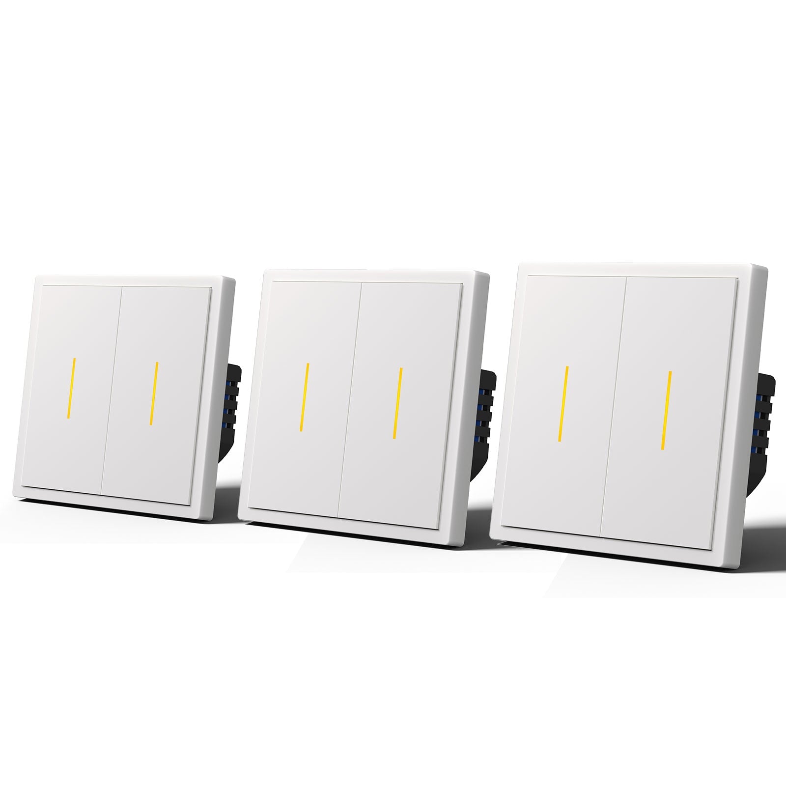 BSEED Scale Series Smart Wifi Light Switch Work With Alexa Google Assistant (No Neutral) Light Switches Bseedswitch White 2 Gang 3 PCS/Pack