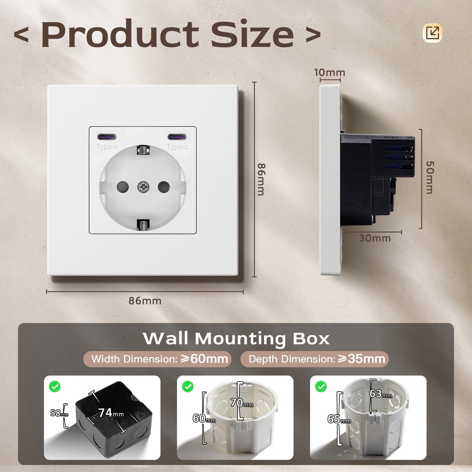 BSEED EU sockets with 20W Double Type-C Interface Outlet Wall Socket Plastic Panel Power Outlets & Sockets Bseedswitch 