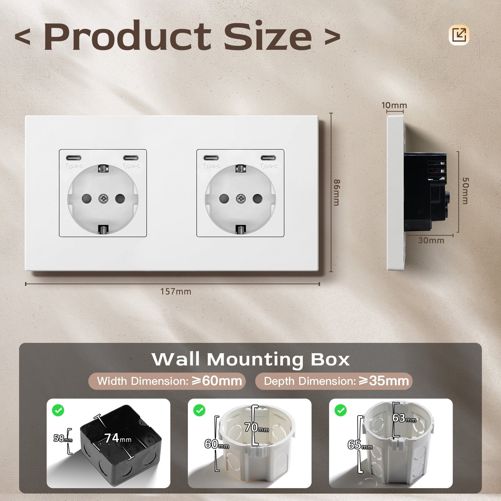 BSEED EU sockets with 20W Double Type-C Interface Outlet Wall Socket Plastic Panel Power Outlets & Sockets Bseedswitch 