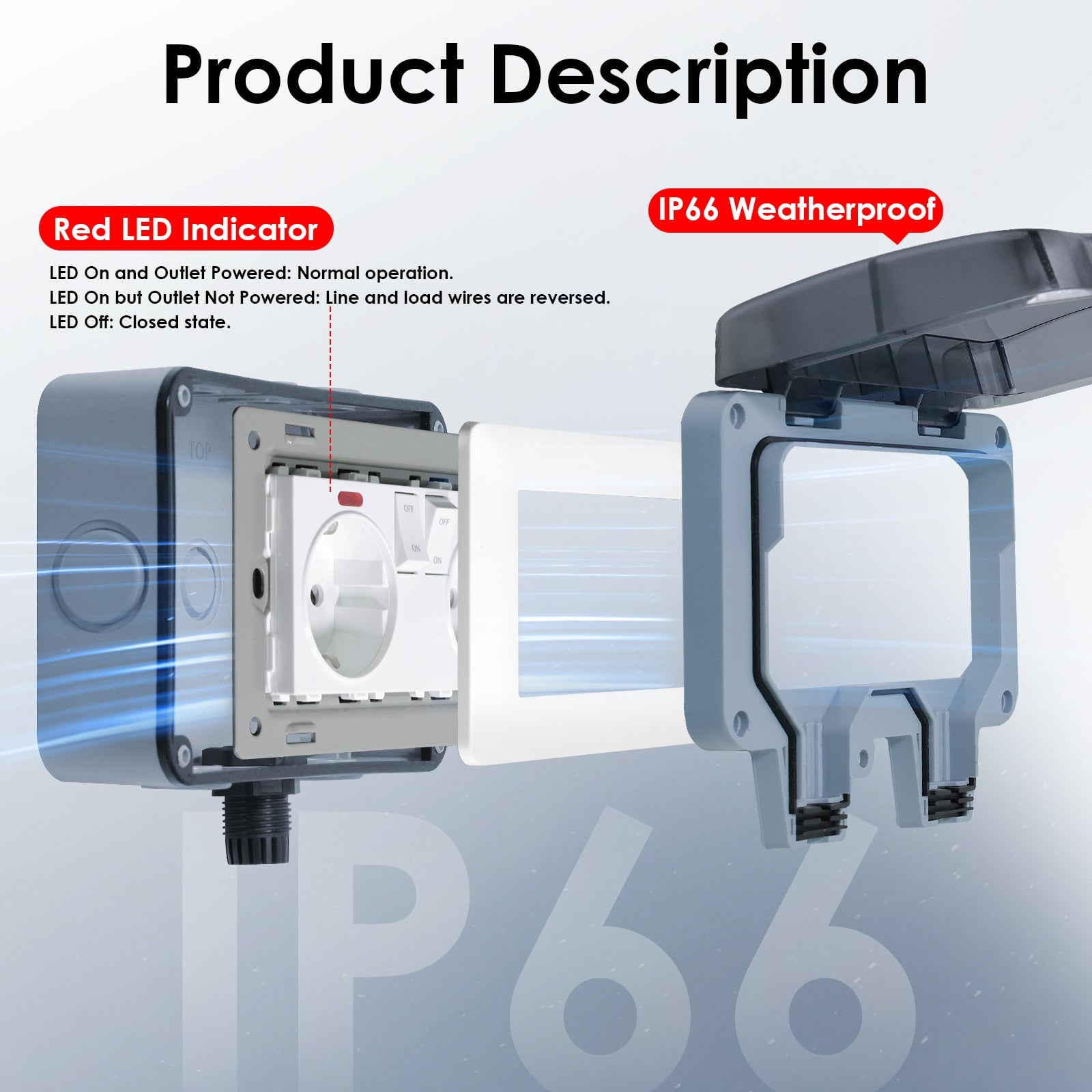 Bseed Waterproof Socket EU Standard Socket Outdoor Socket IP66 Socket Power Outlets & Sockets Bseedswitch 