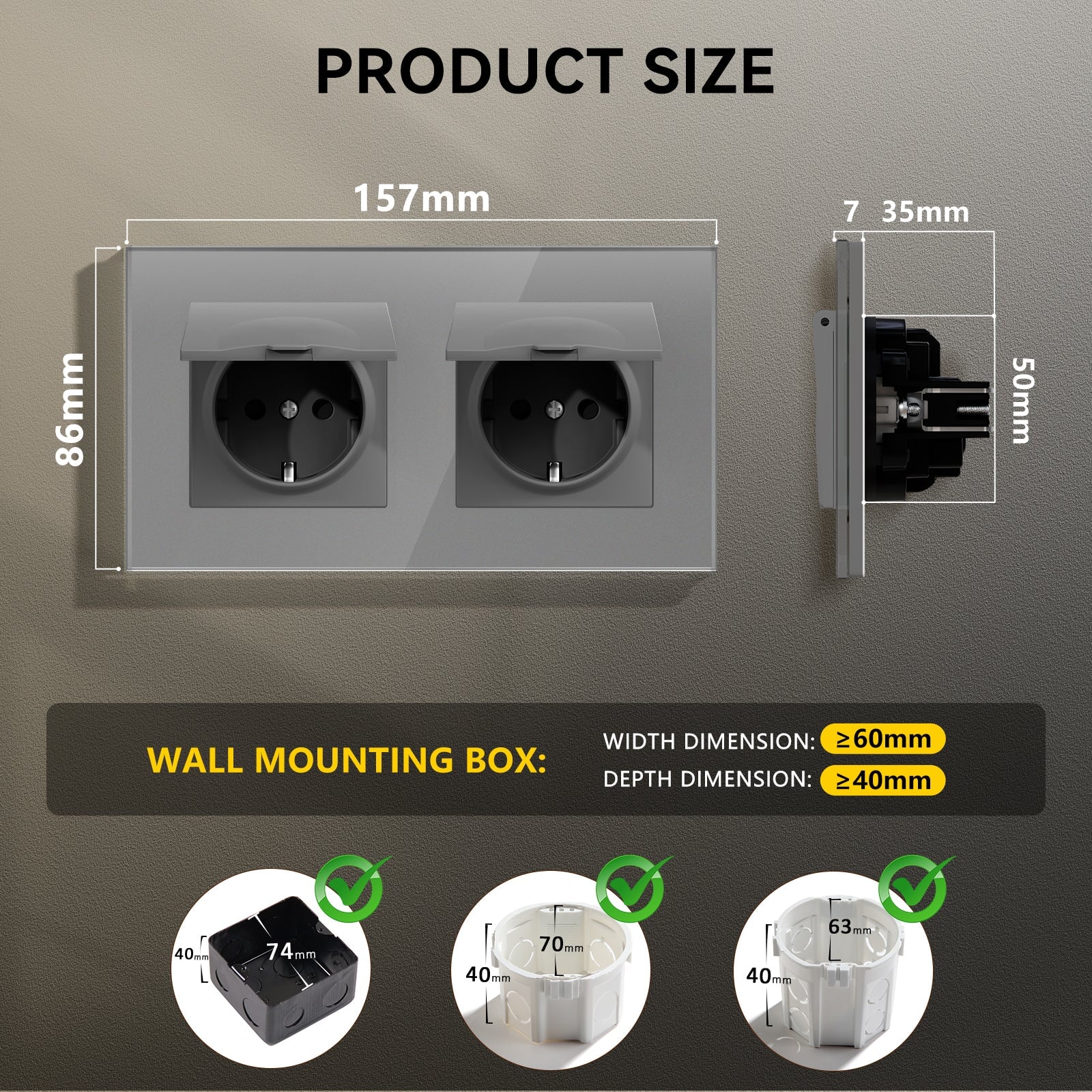 BSEED Heritage Series EU Wall Sockets With Cover Waterproof Electric Socket with Claw Technology 16A Socket Work With Type E Plug Power Outlets & Sockets Bseedswitch 