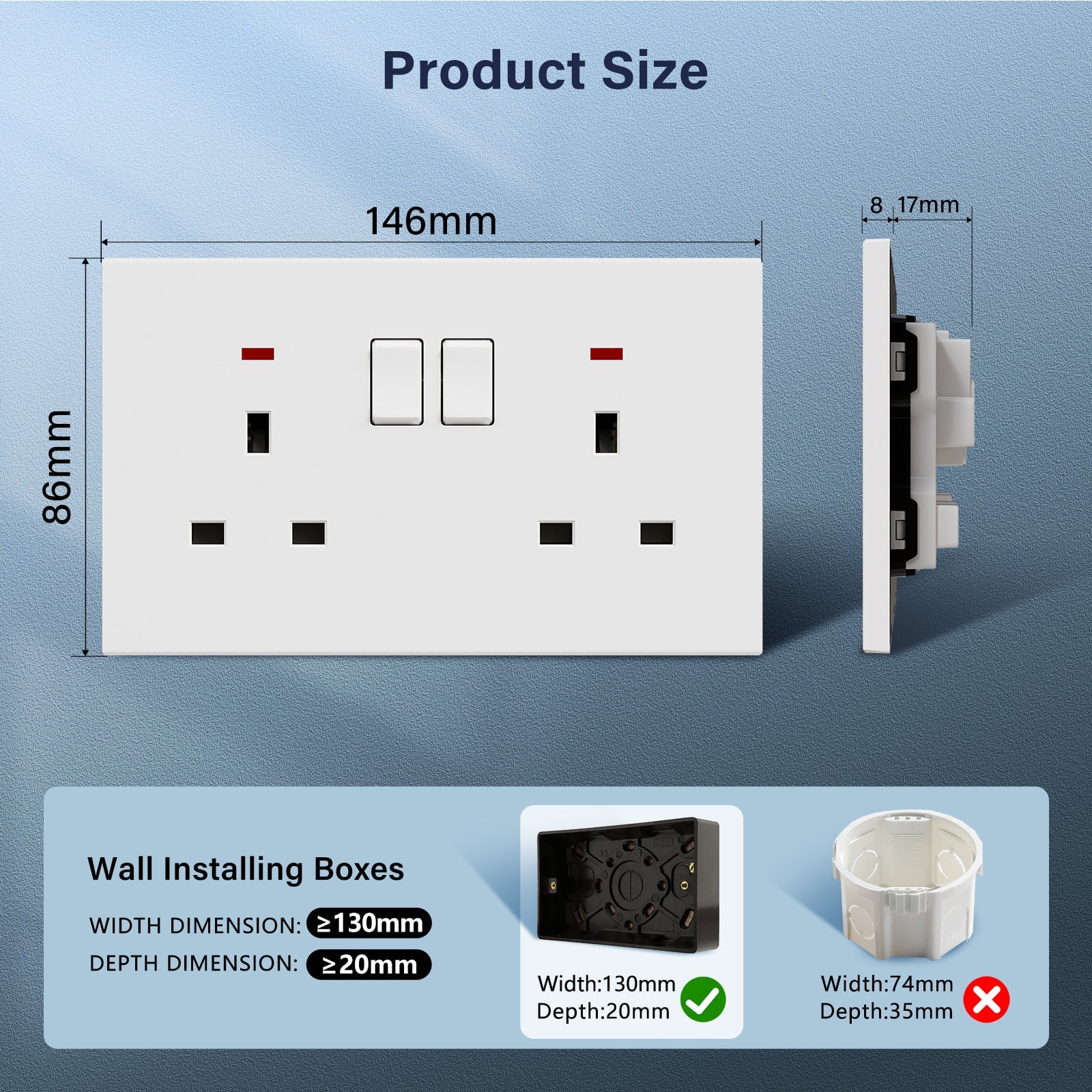 BSEED UK Standard 13A Socket Glossy plastic panel socket for home renovation switched socket for appliances Power Outlets & Sockets Bseedswitch 