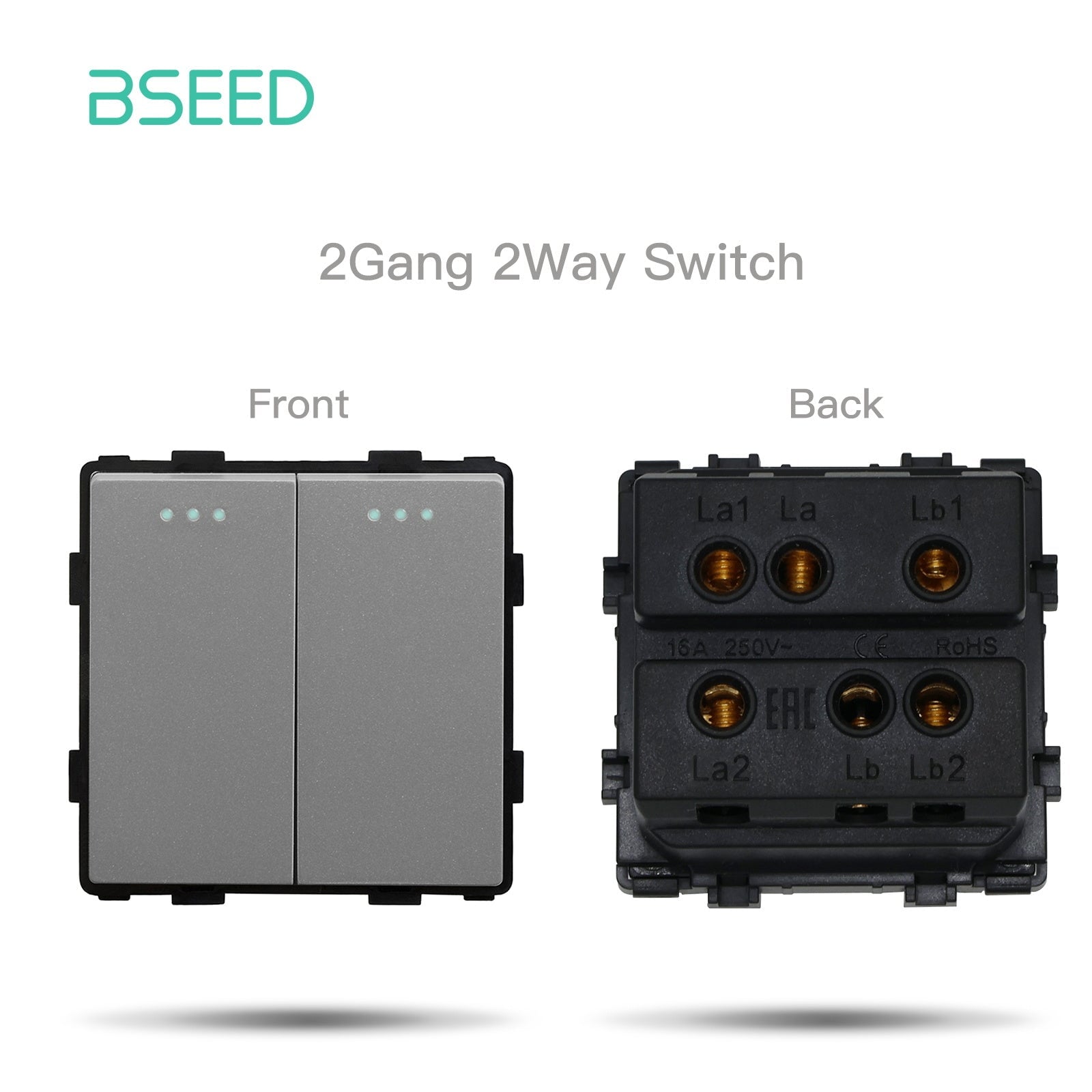 Bseed Crystal Glass Frame Smart Switch Socket Frame USB RJ45 Socket TV Satellite Wall Plug Function Parts DIY Free Combination Grey Color socket Bseedswitch Mechanical 2 Gang 2 Way 