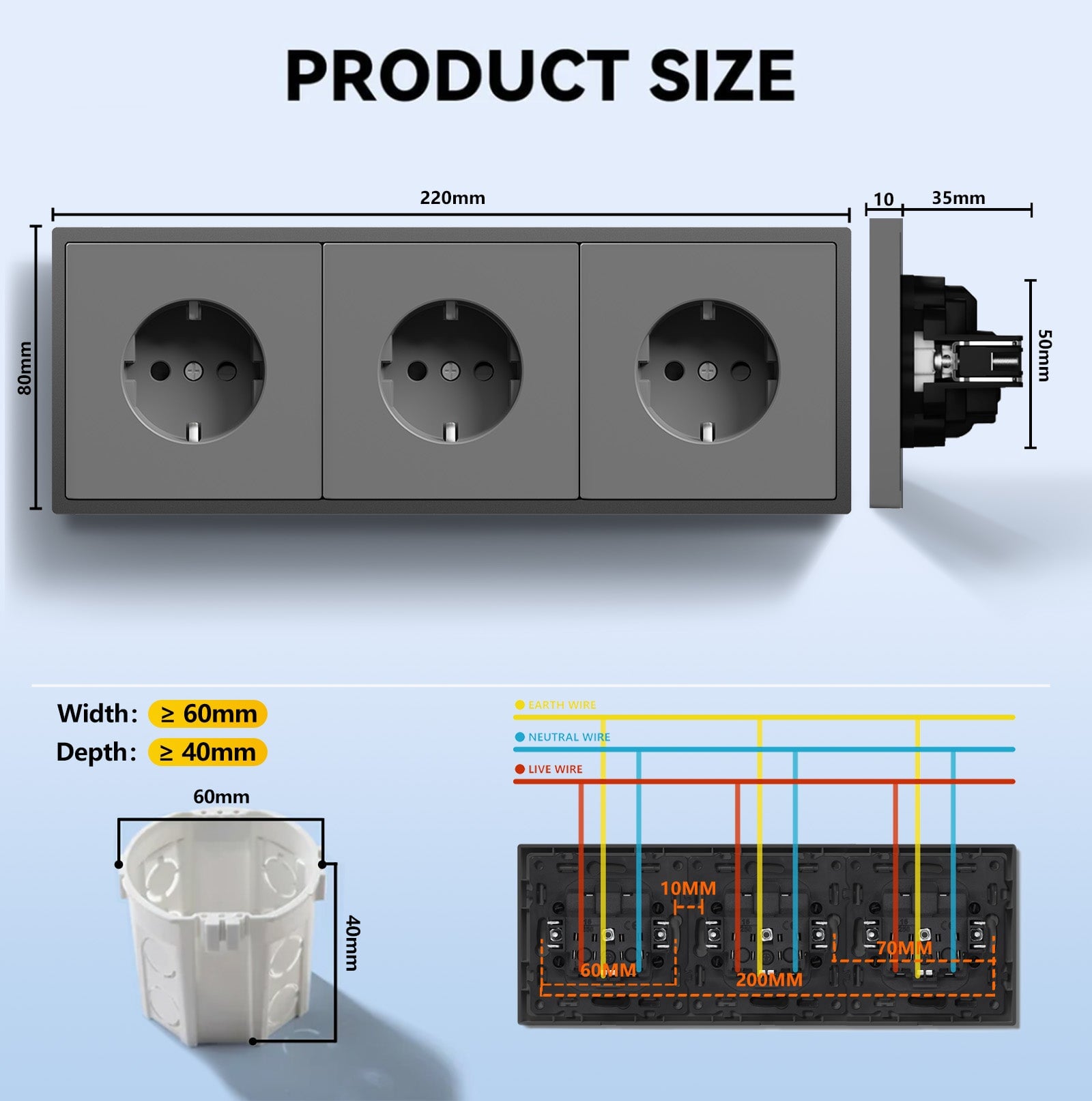 EG Easy Install EU Wall Sockets with clamping technology Power Outlets & Sockets Bseedswitch 