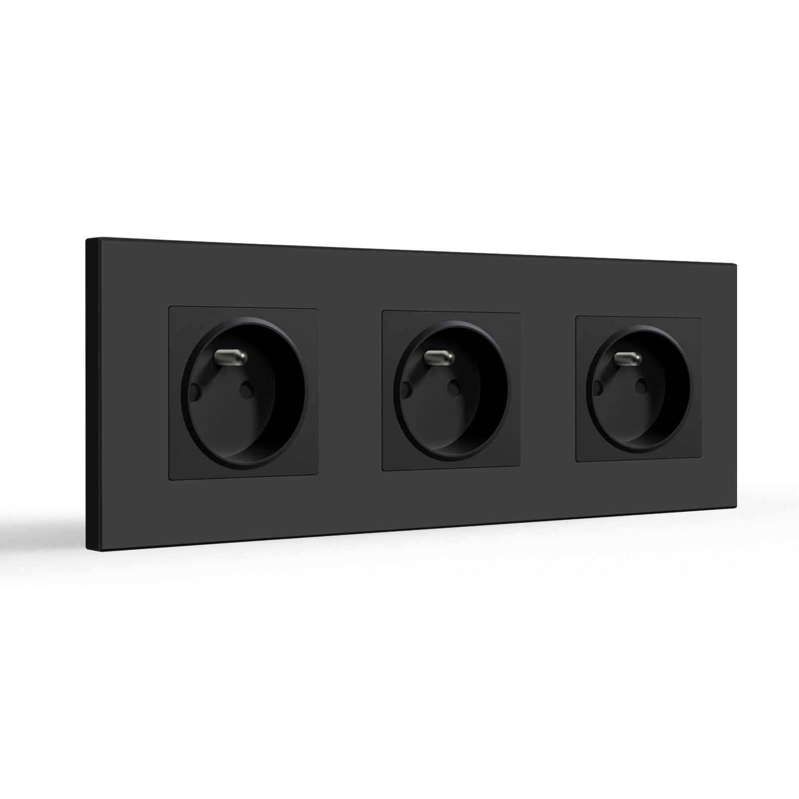 BSEED FR Wall Sockets Power Outlets Kids Protection 16A Wall Plates & Covers Bseedswitch black Plastic Triple