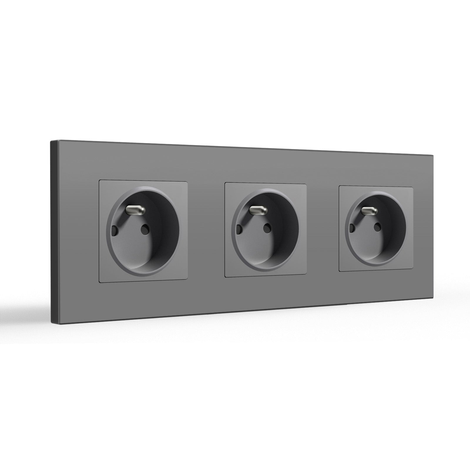 BSEED FR Wall Sockets Power Outlets Kids Protection 16A Wall Plates & Covers Bseedswitch grey Plastic Triple