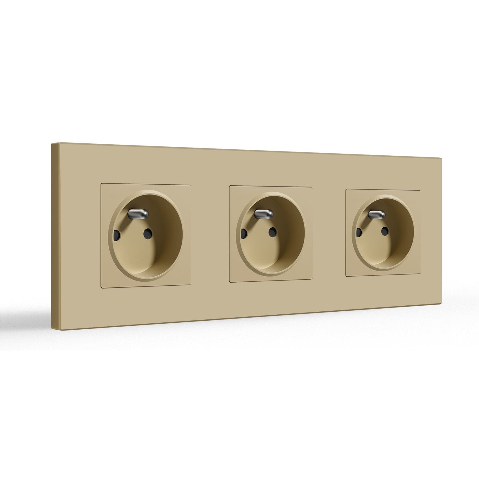 BSEED FR Wall Sockets Power Outlets Kids Protection 16A Wall Plates & Covers Bseedswitch gold Plastic Triple
