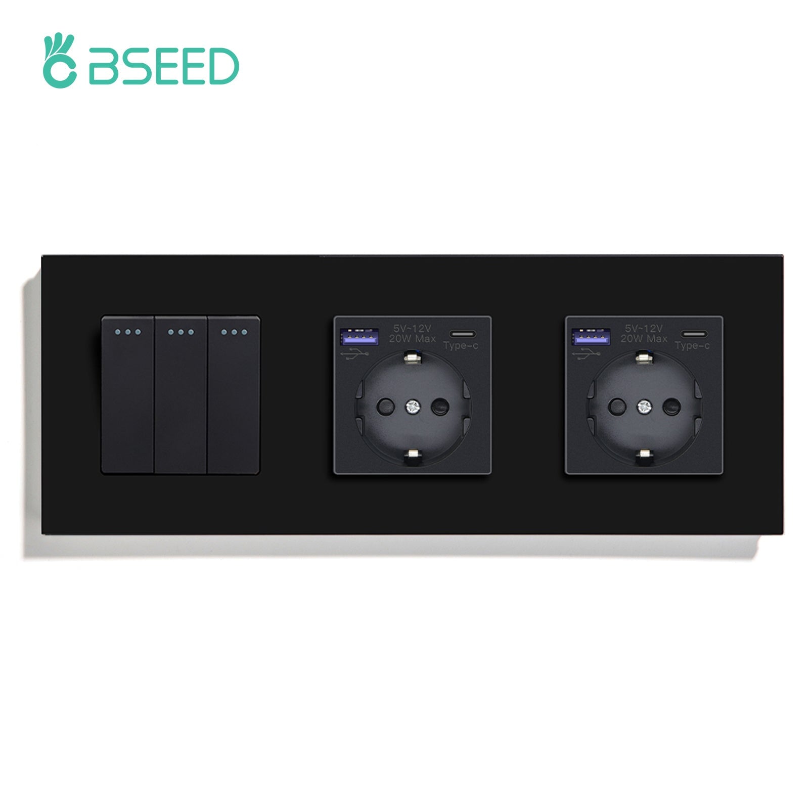 BSEED 1/2/3 Gang 1/2 Way Light Switch With Normal Eu Socket With fast ...
