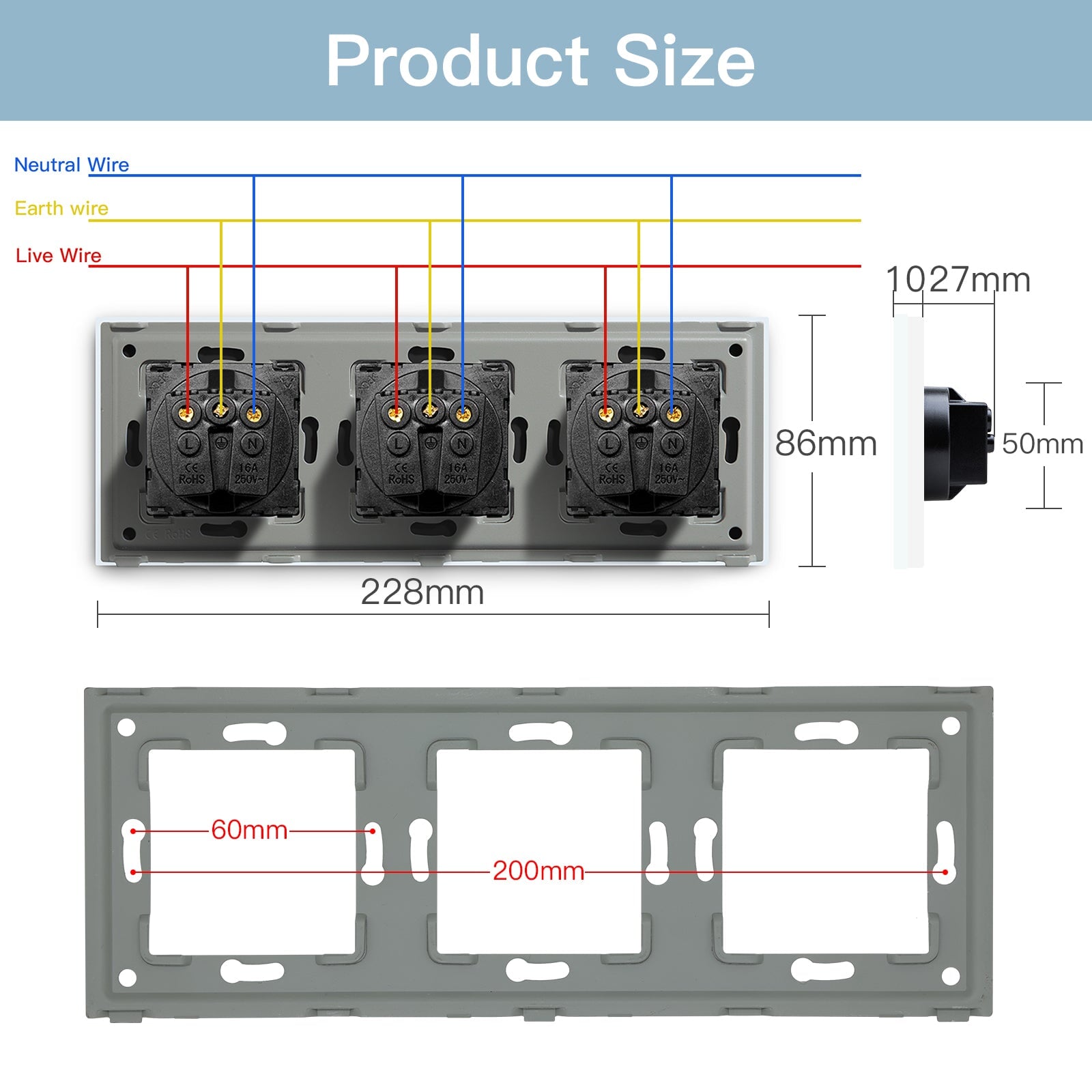 BSEED EU Wall Sockets Power Outlets Glass Panel 16A Power Outlets & Sockets Bseedswitch 