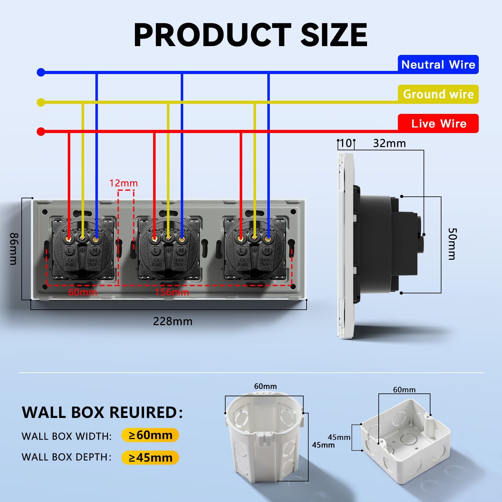 BSEED EU Wall Sockets Power Outlets Glass Panel 16A Power Outlets & Sockets Bseedswitch 