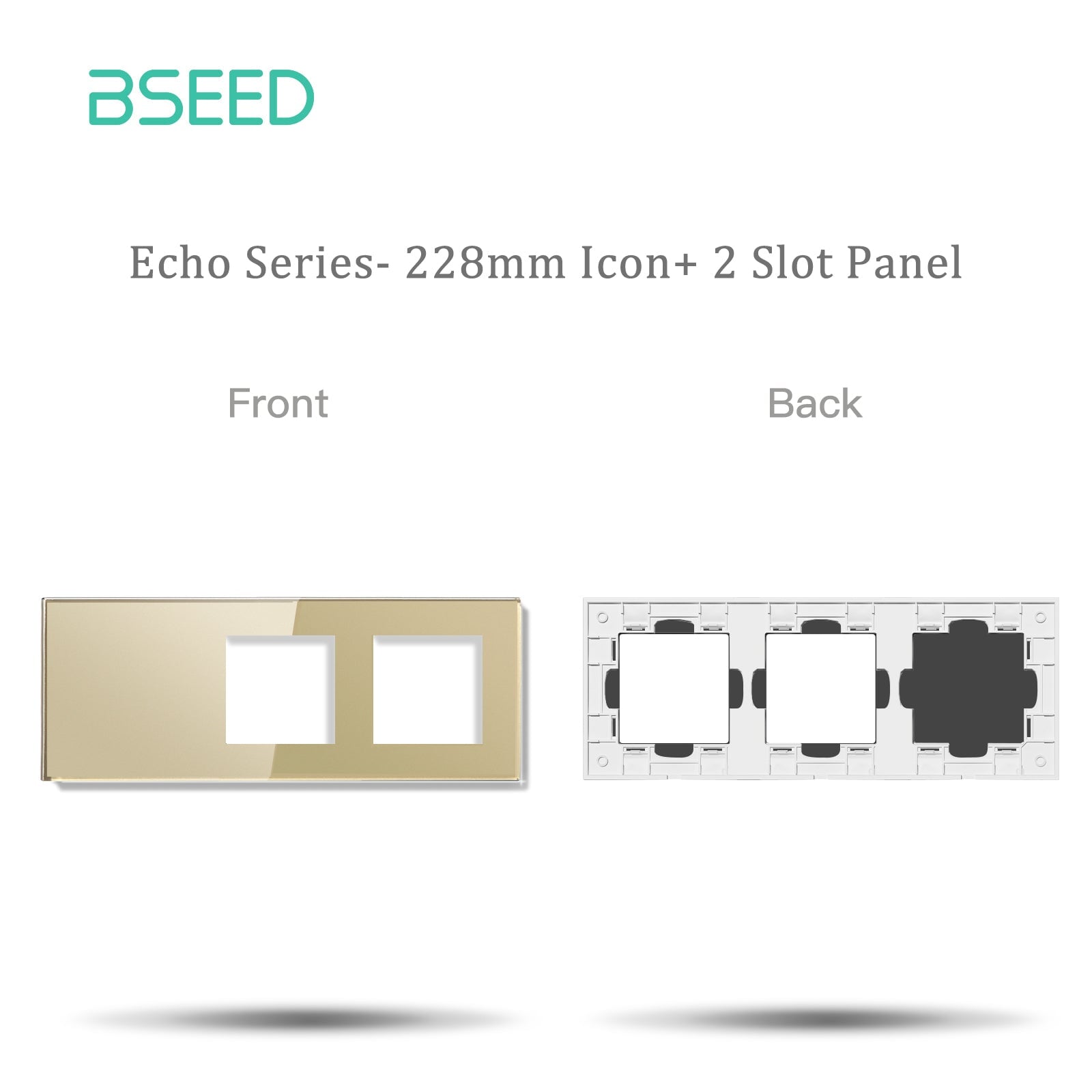 BSEED Echo Touch DIY Part Customized Free Combinations Glass Panels Light Switches Bseedswitch Gold Icon +2 Slot Panel 
